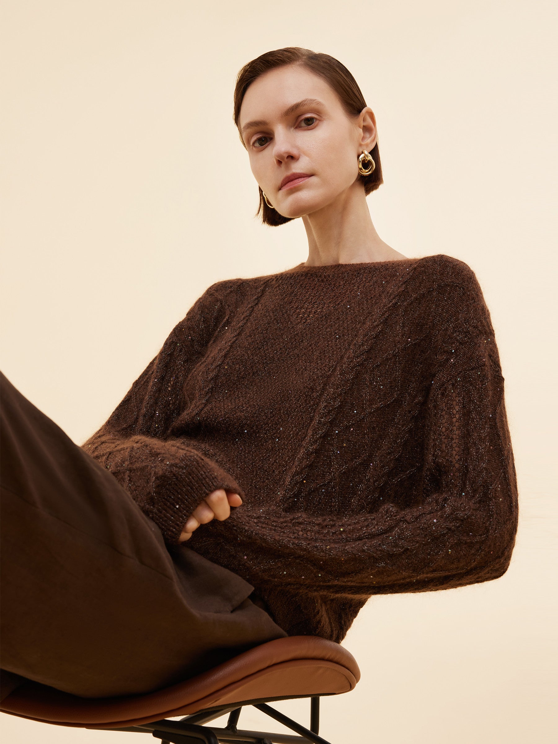 Mohair Wool Blend Sequins Women Sweater