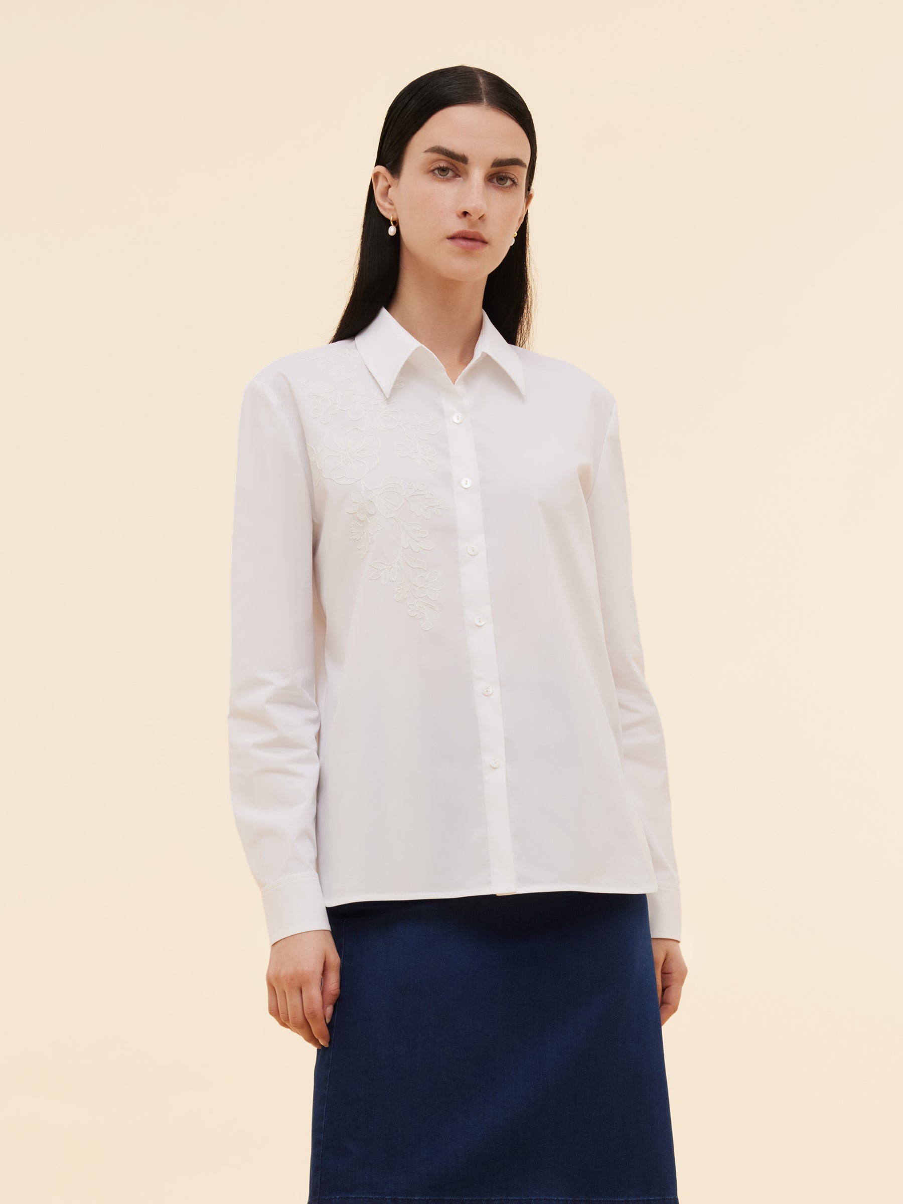 Embroidered Women Long Sleeve Shirt