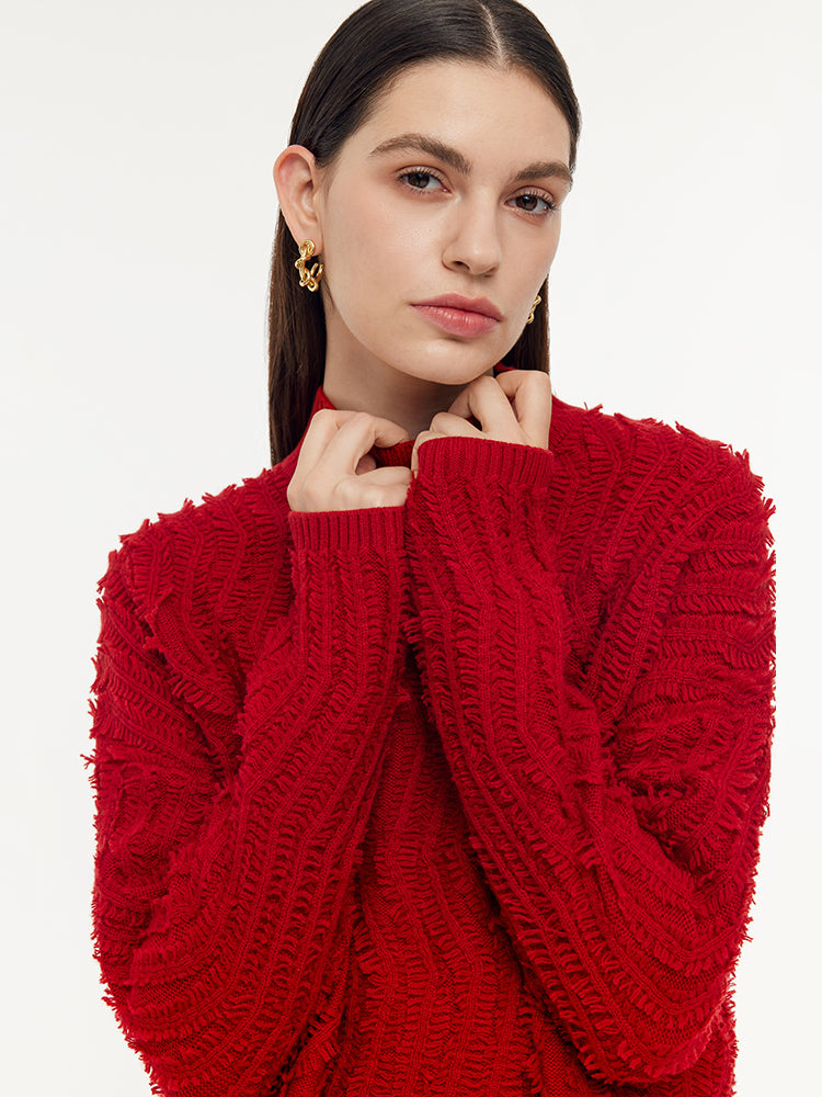 100% Wool Chili Red Women Sweater