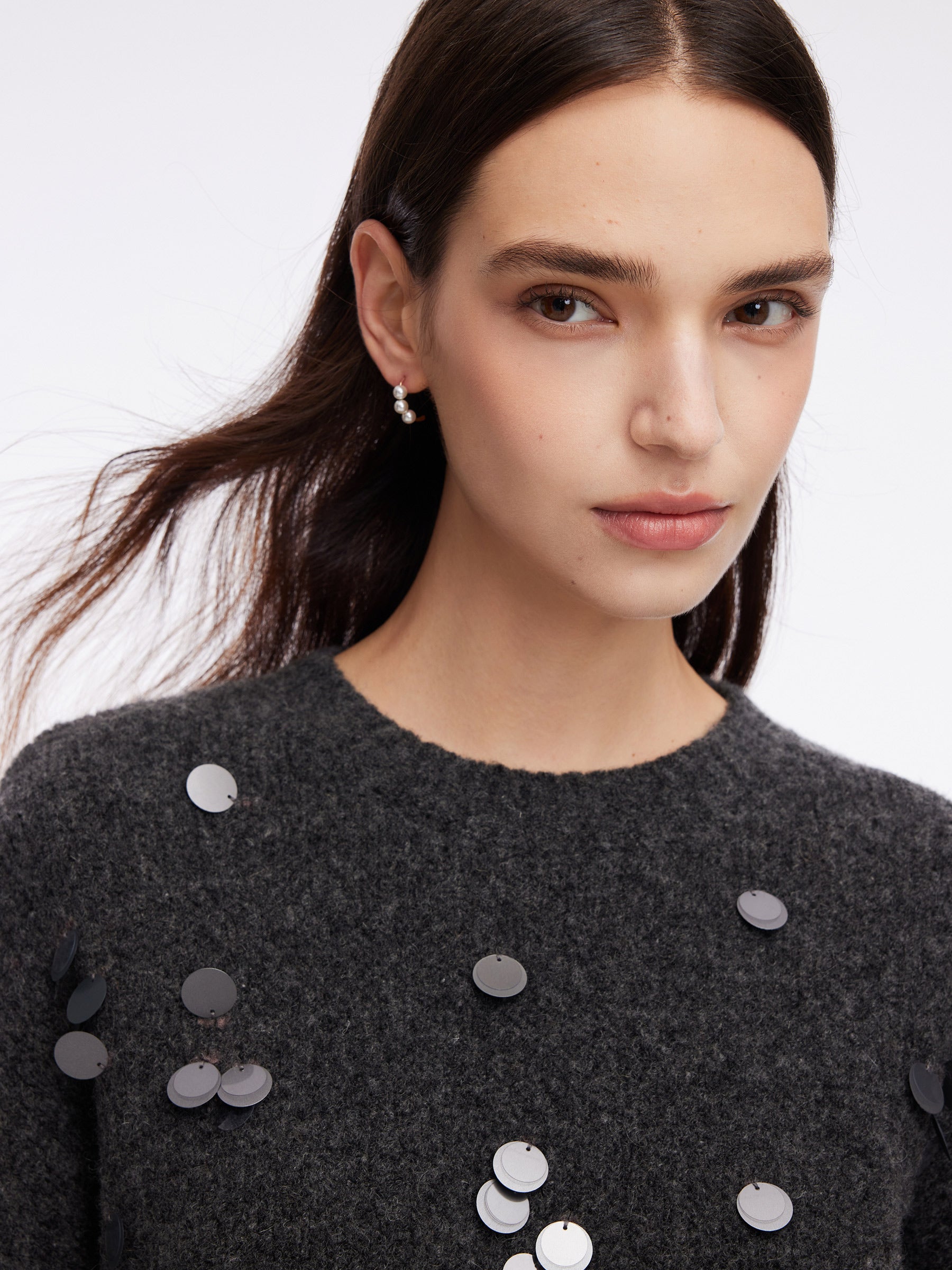 Wool Blend Sequins Women Sweater