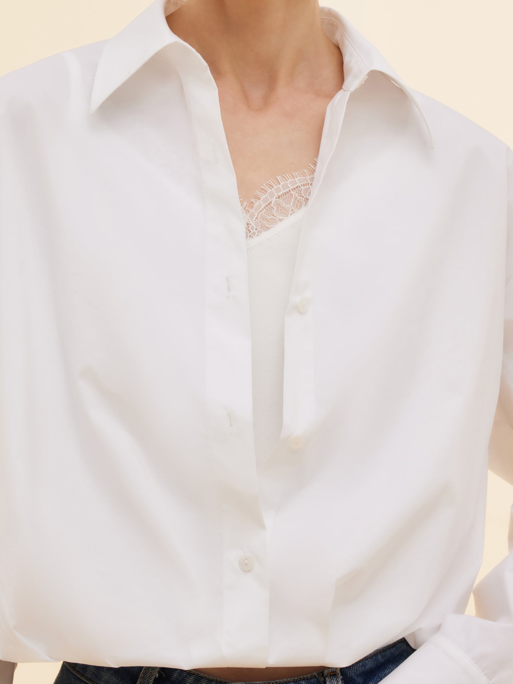 Mock Layered Lace Camisole Patchwork Women Shirt