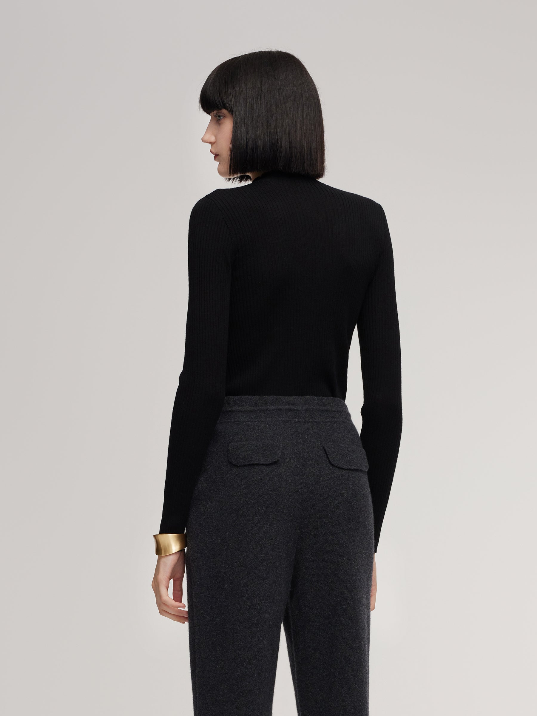 100% Washable Wool Mock Neck Women Knit Top