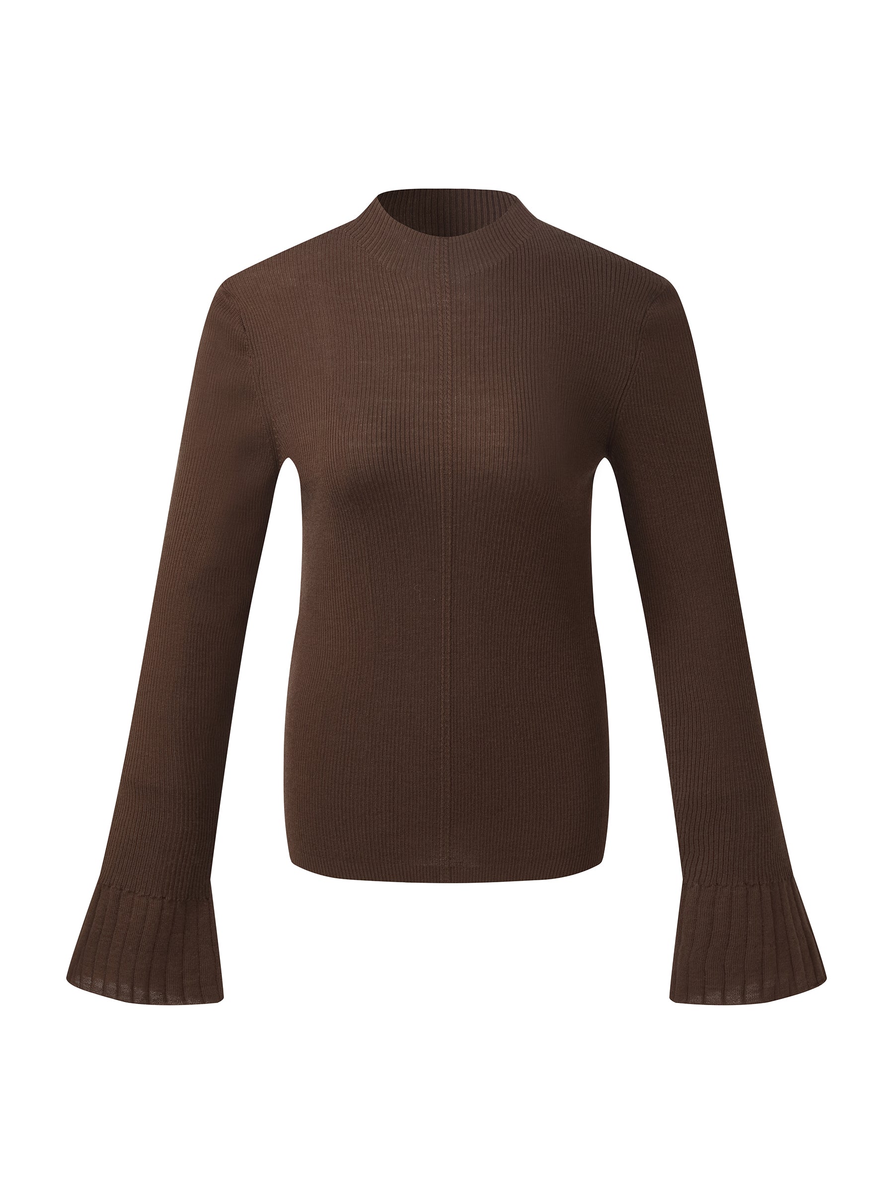 100% Machine Washable Wool Mock Neck Women Knit Top