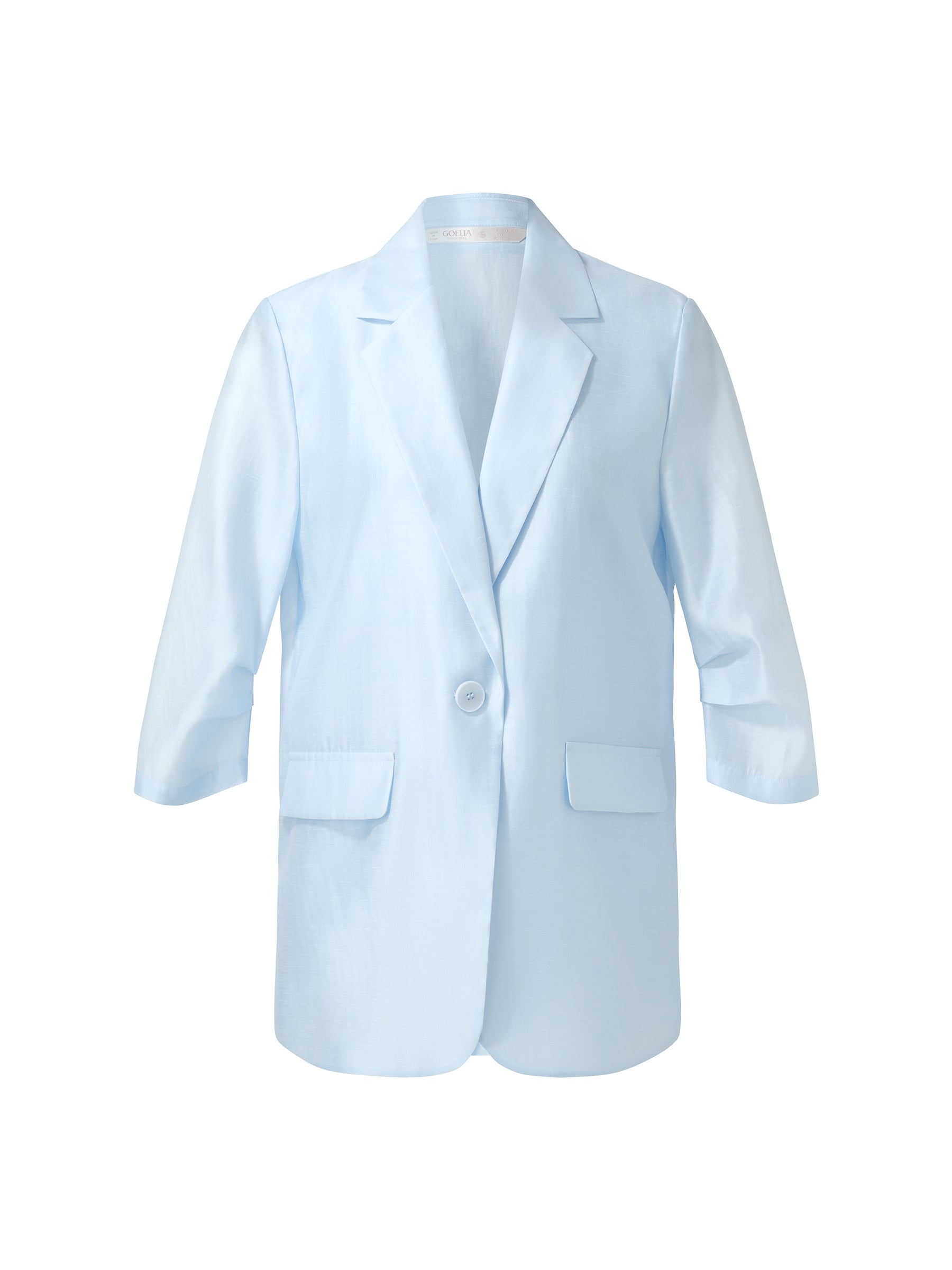 Tencel Linen Blend 3/4 Sleeves Women Blazer