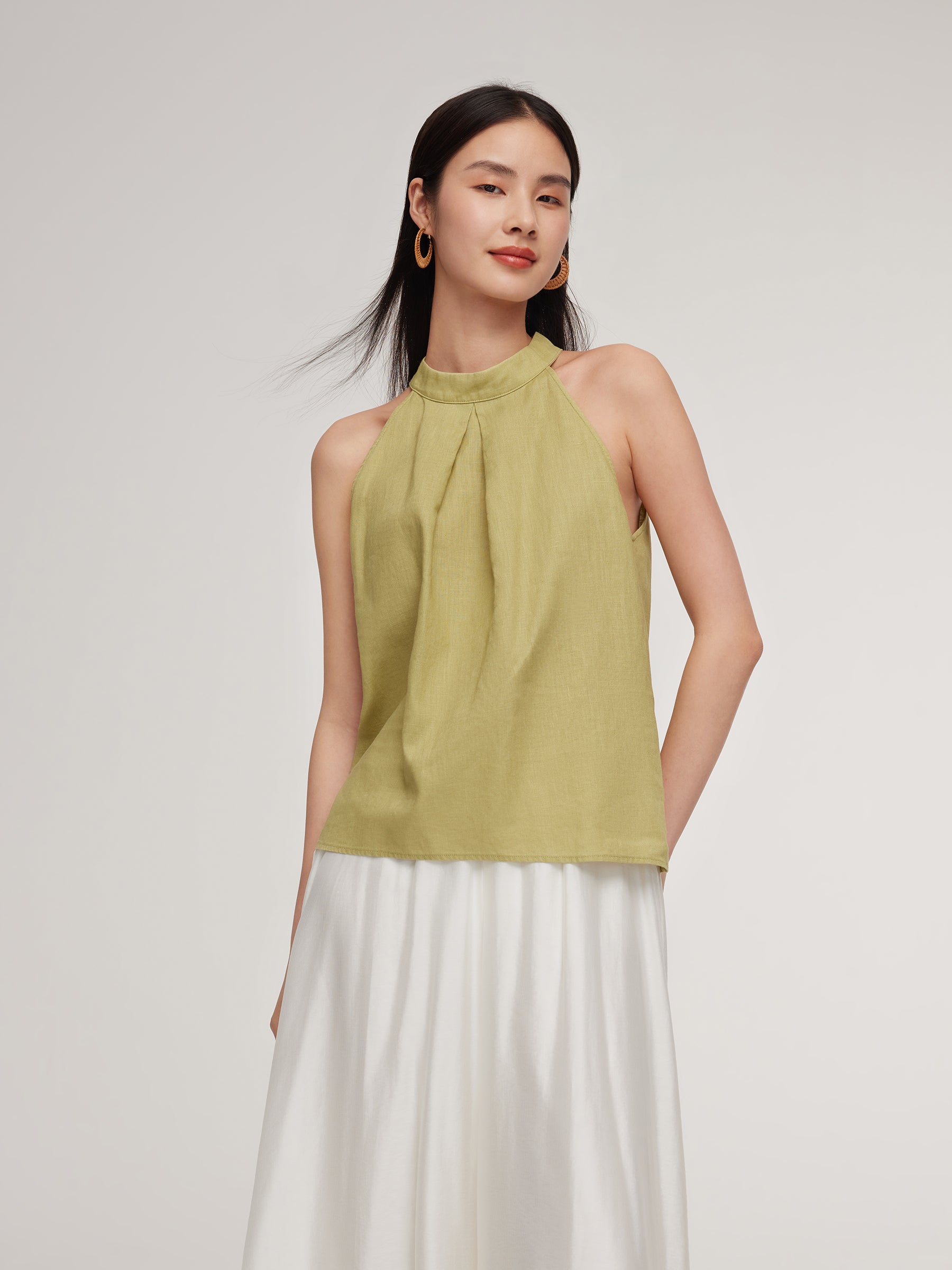 100% Linen Women Halter Tank Top