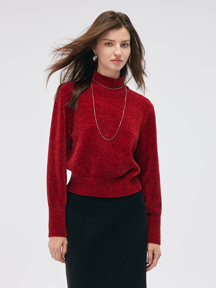 Chili Red Turtleneck Women Sweater