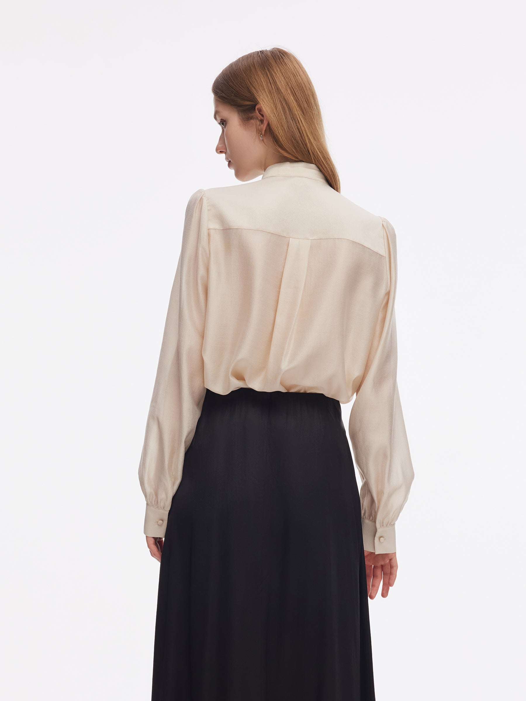 Modal Acetate Blend Tie Front Women Shirt