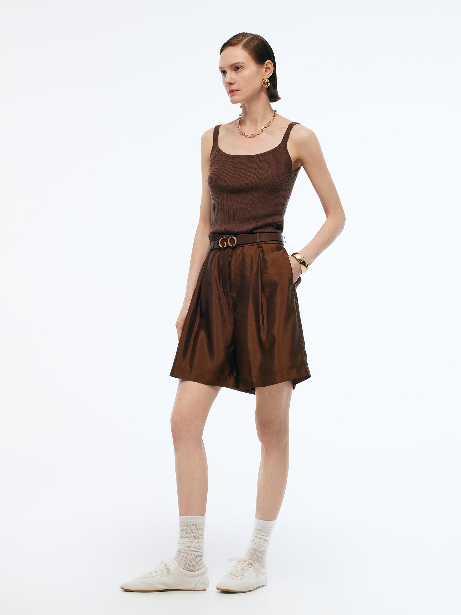 Mulberry Silk Blend Women Sheer Shorts
