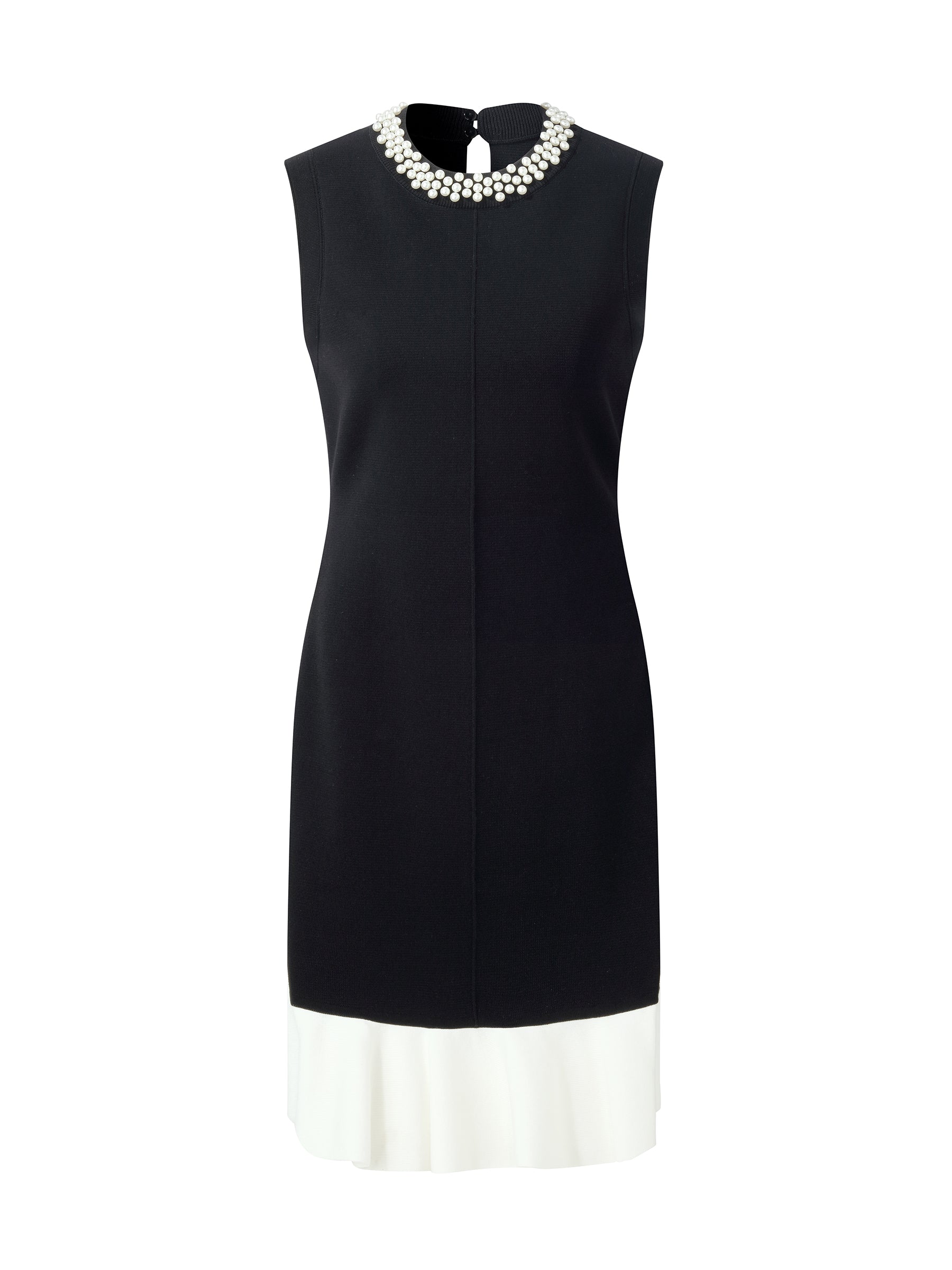 Tencel Blend Beaded Neck Women Sleeveless Knit Mini Dress