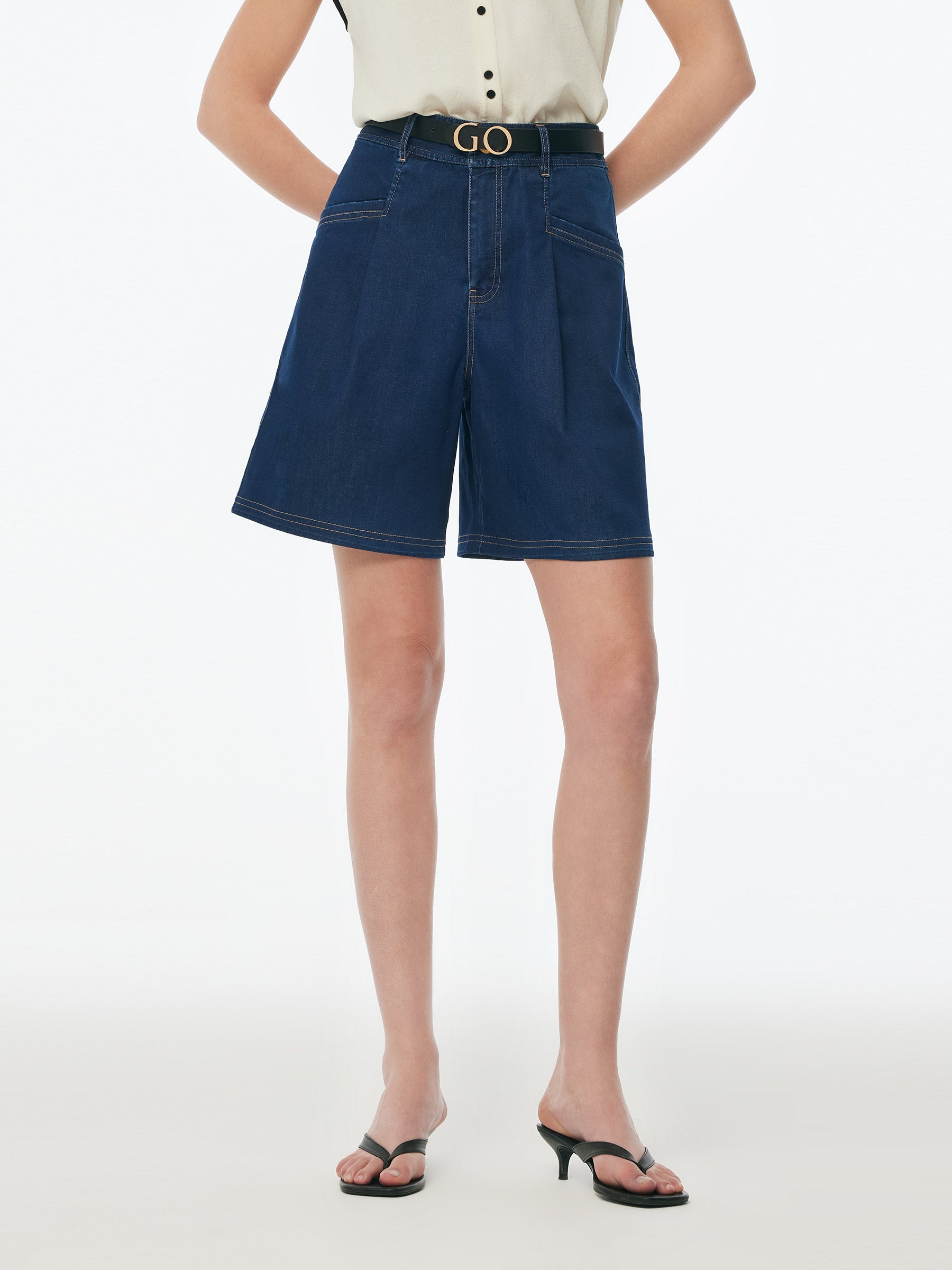 Denim Stretch Adjustable High-Waisted Women Shorts