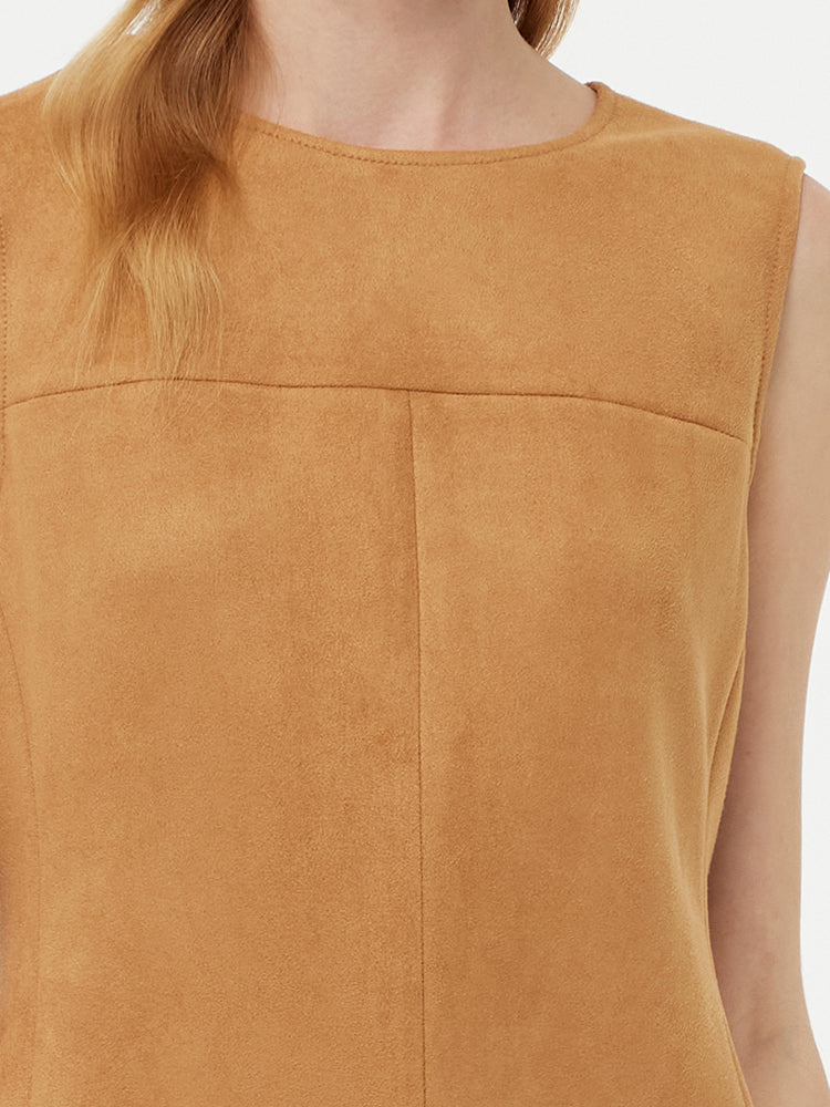 Faux Suede Women Vest Mini Dress