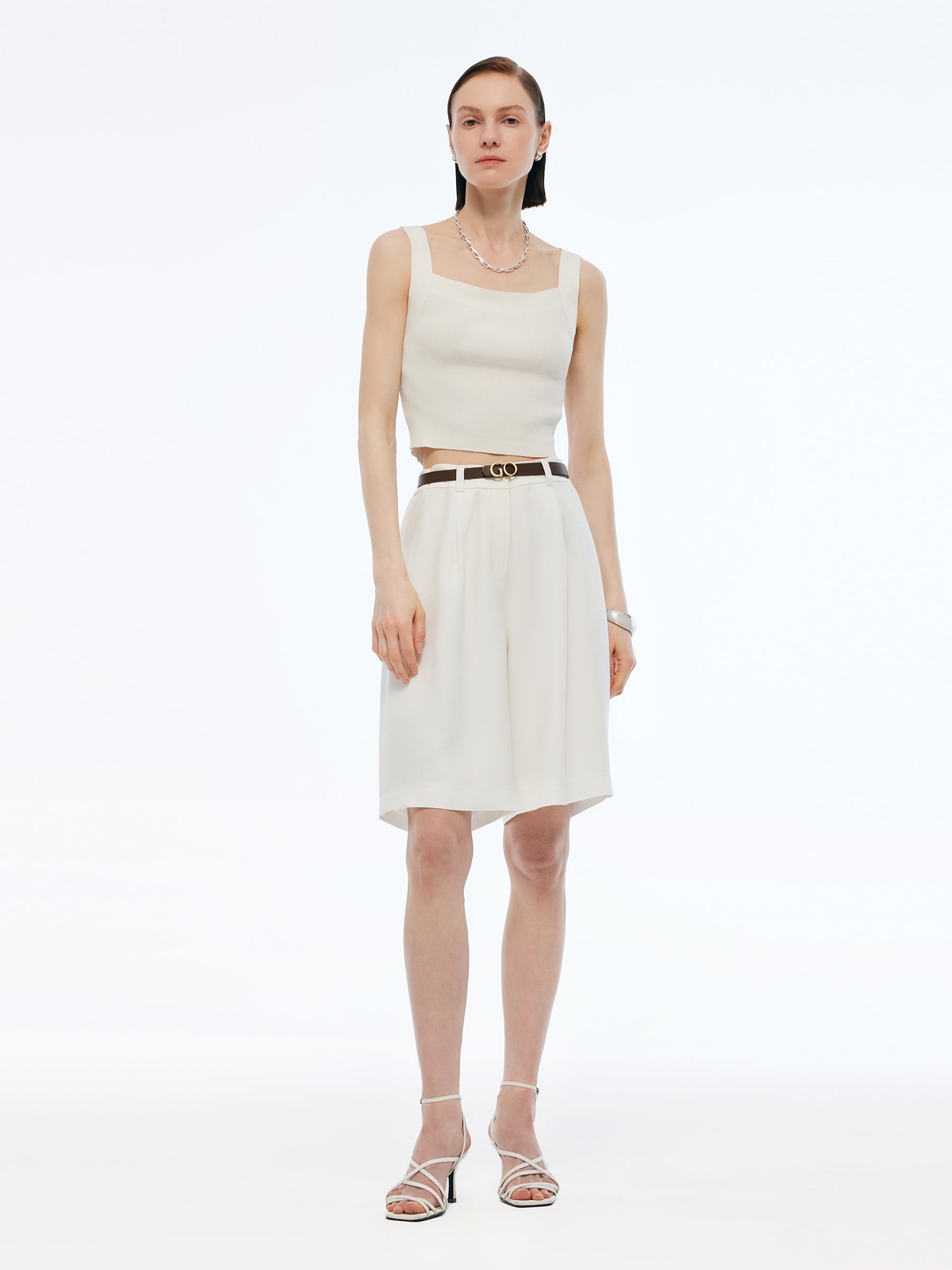 100% Acetate Women Knee Length Shorts