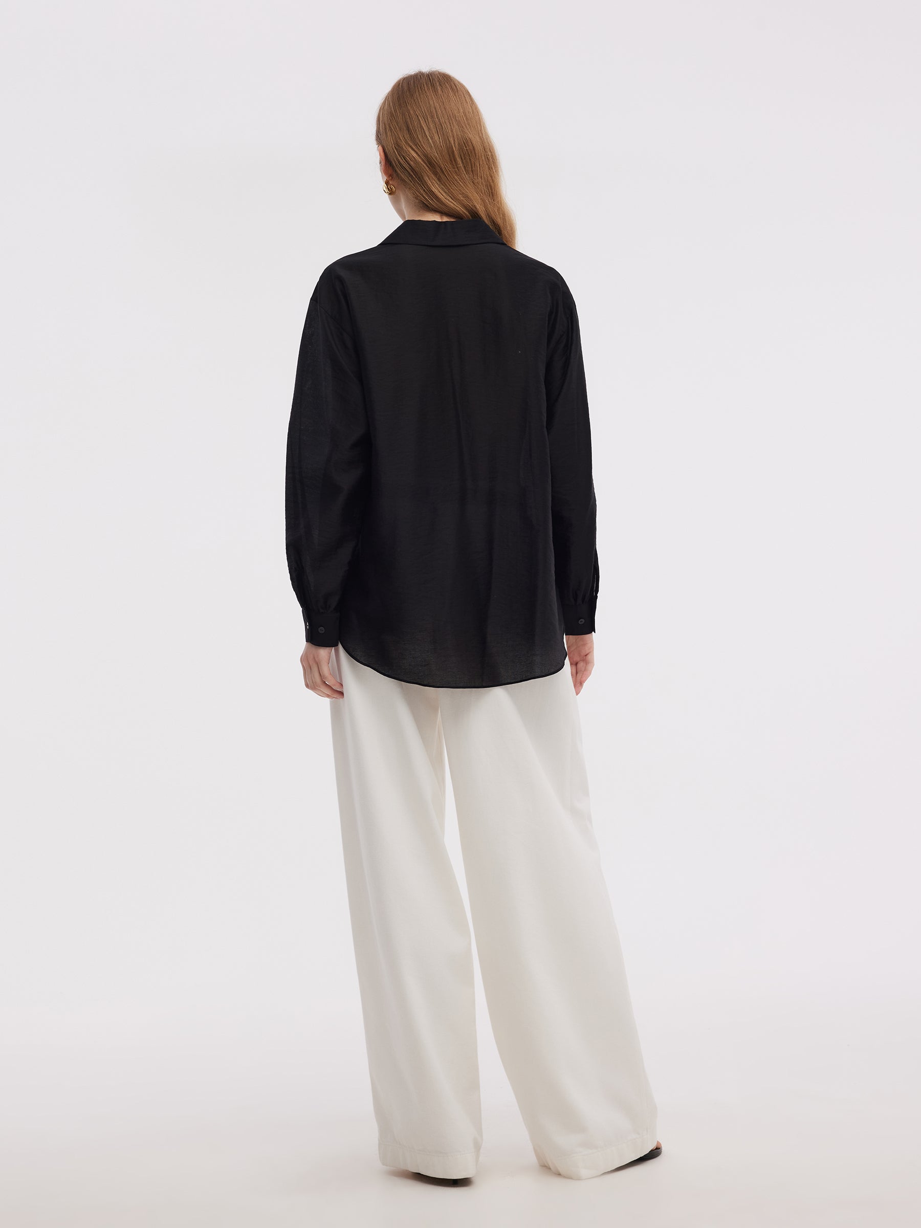 Tencel Blend Lace V-Neck Women Mock Layered Shirt