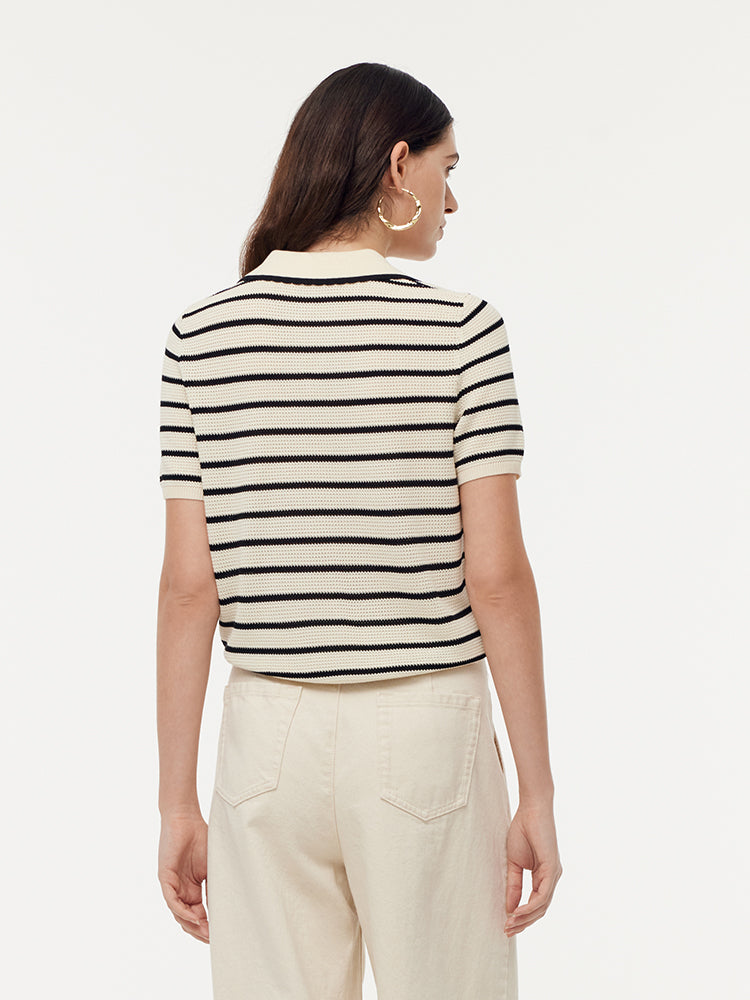 Tencel Blend Stripe Women Knit Top