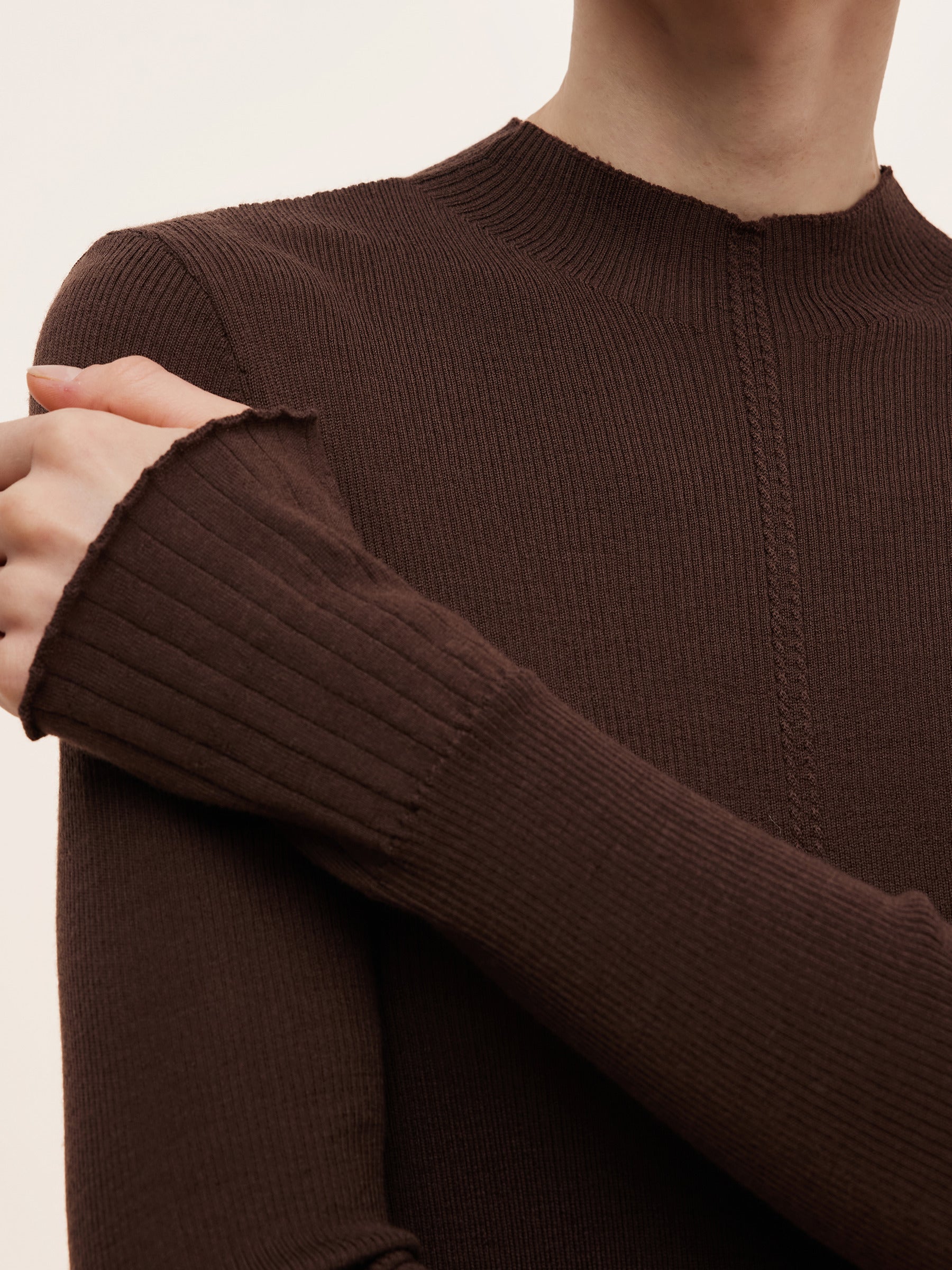 100% Machine Washable Wool Mock Neck Women Knit Top