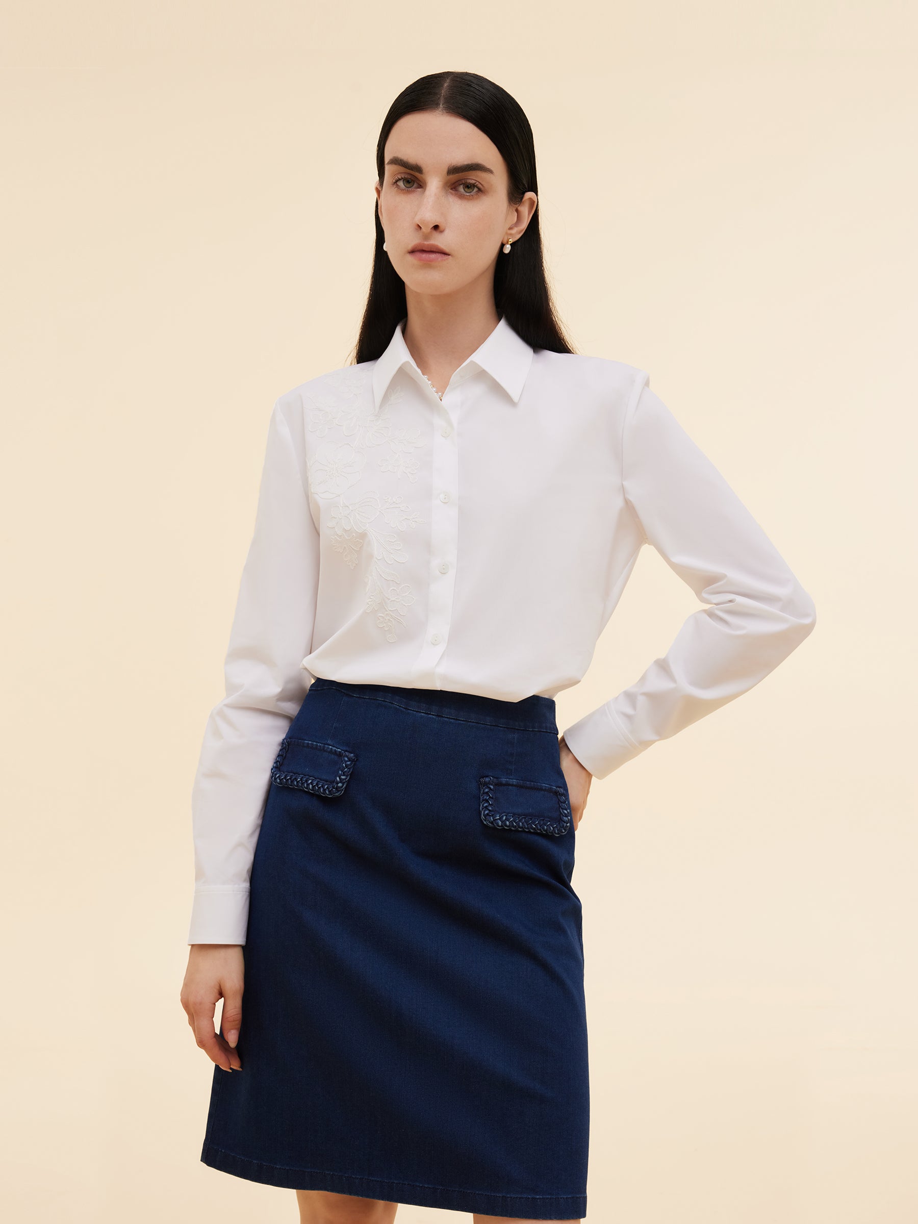 Embroidered Women Long Sleeve Shirt