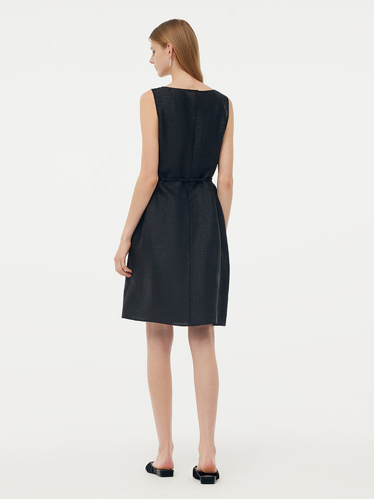 18MM Xiang Yun Silk Women Vest Mini Dress With Belt And Hairband