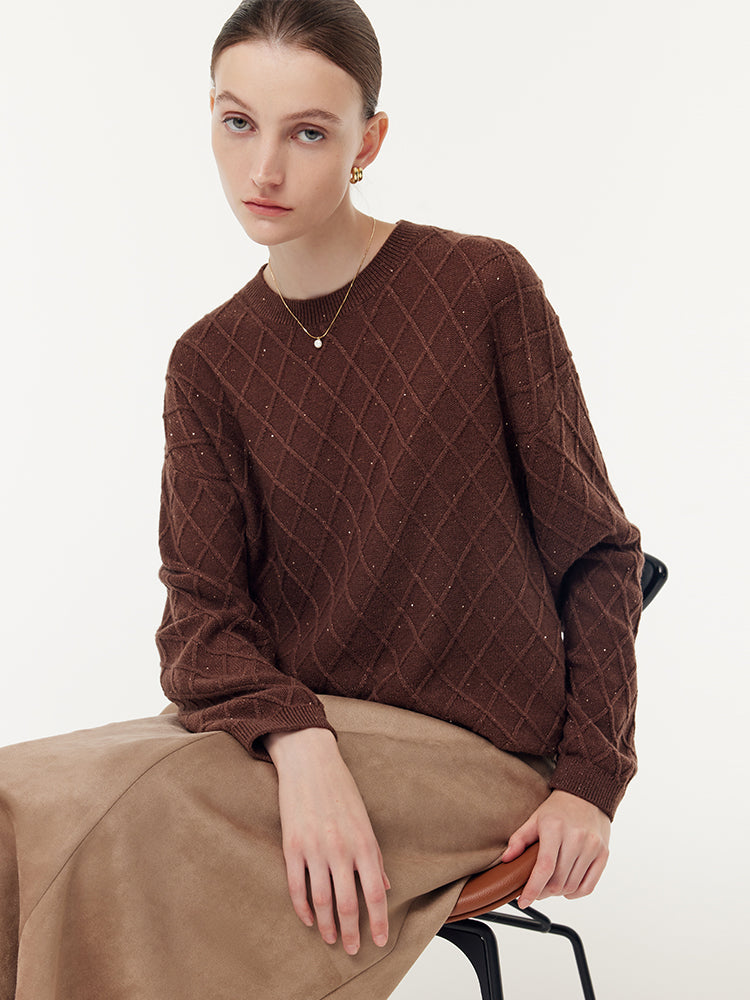 Wool Blend Sequins Women Sweater