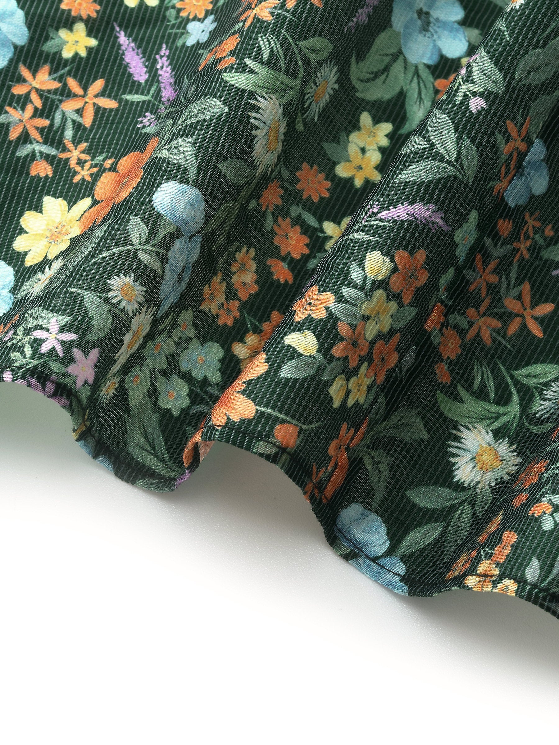 Tencel Blend Floral Print Women V-Neck Blouse