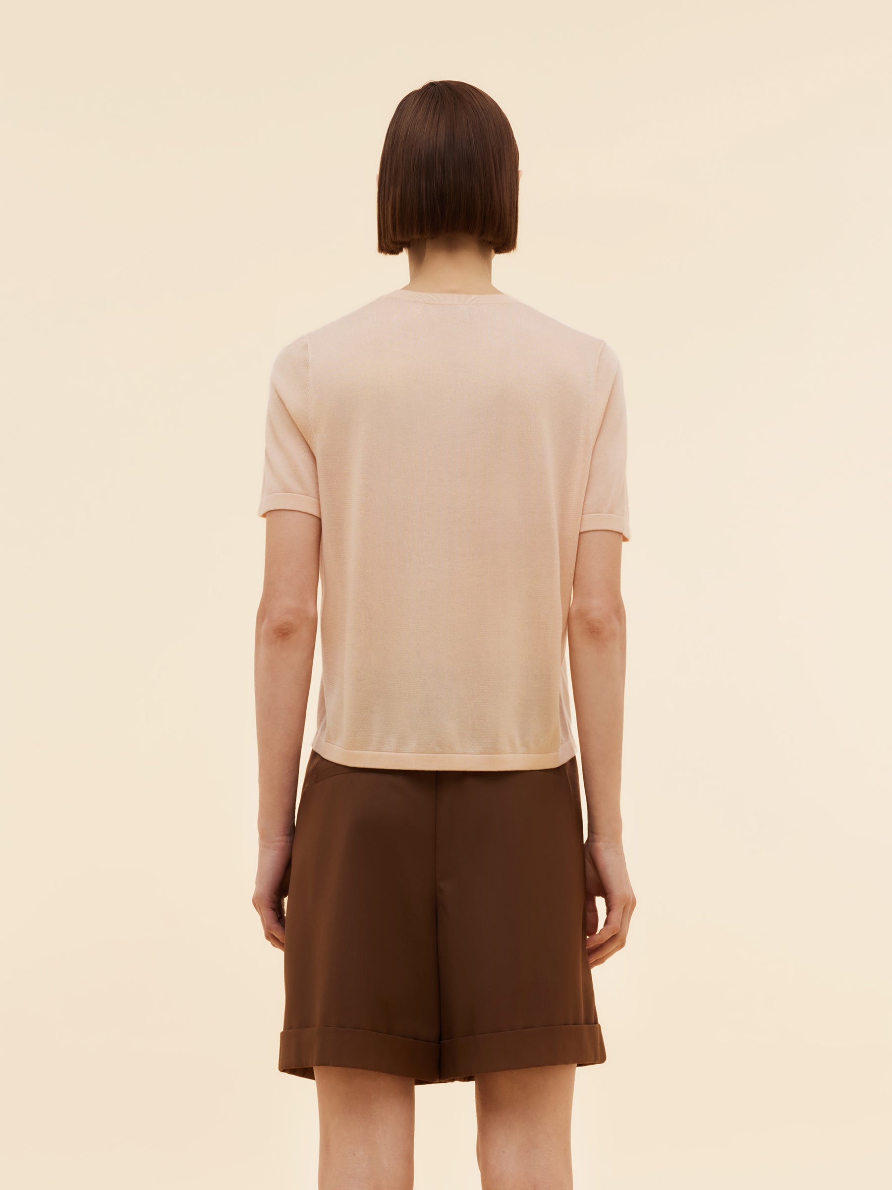 Tencel Acetate Blend Floral Embroidered Women Knit T-Shirt