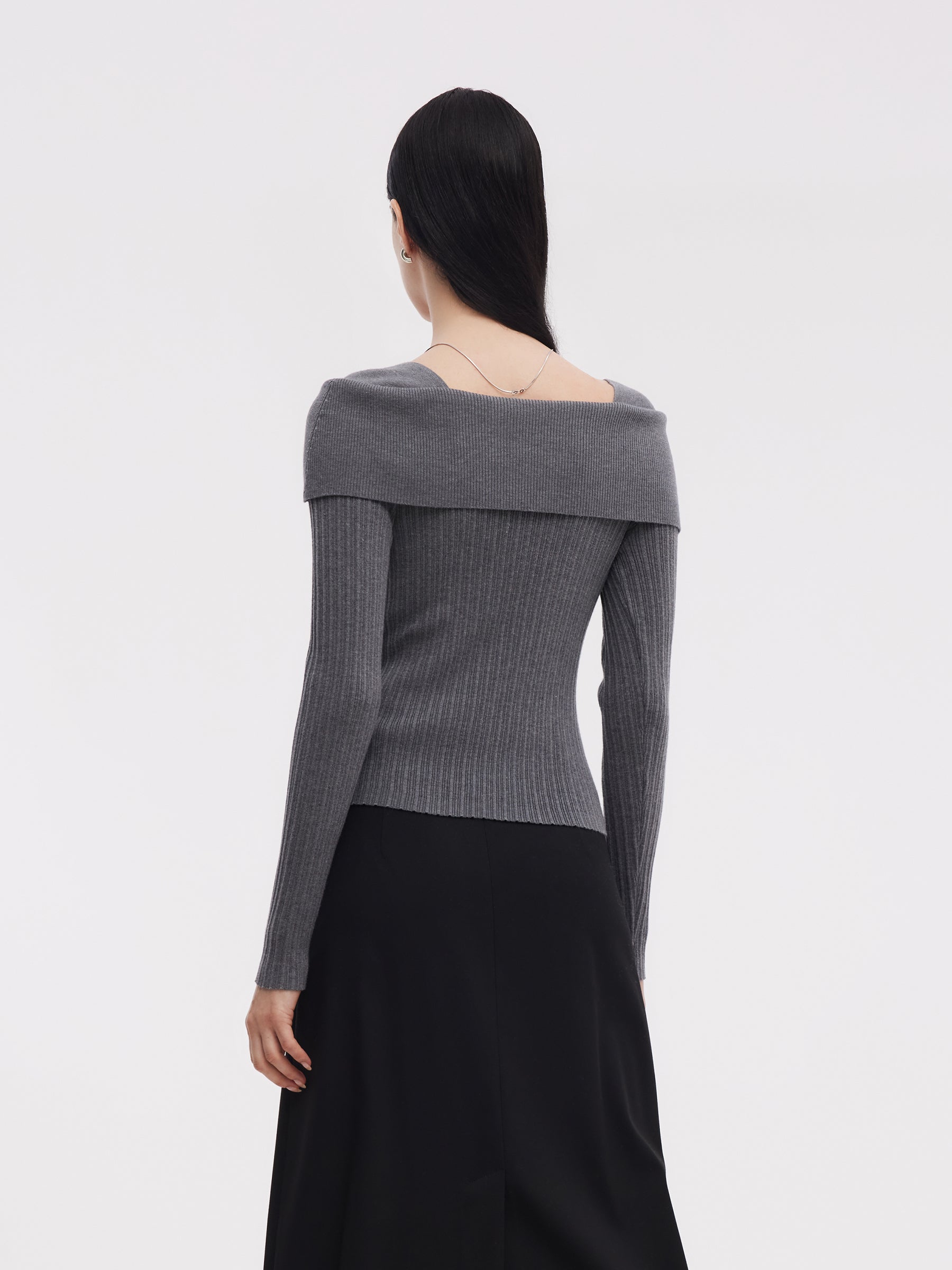 Lyocell Blend Boat Neck Women Knit Top