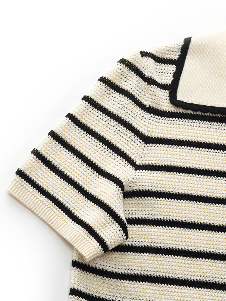 Tencel Blend Stripe Women Knit Top