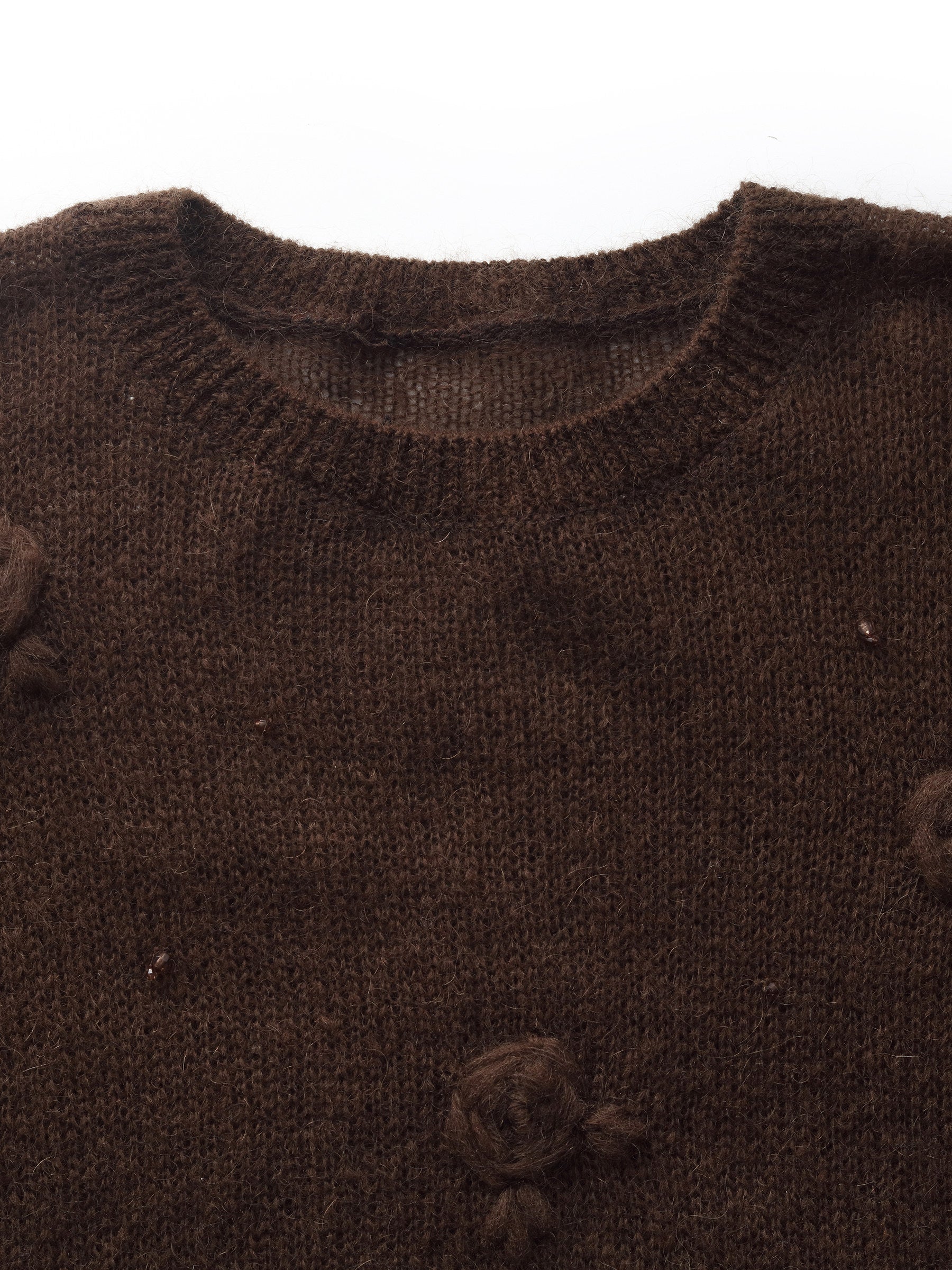 Mohair Wool Blend Women Hand-Crocheted Floral Sweater