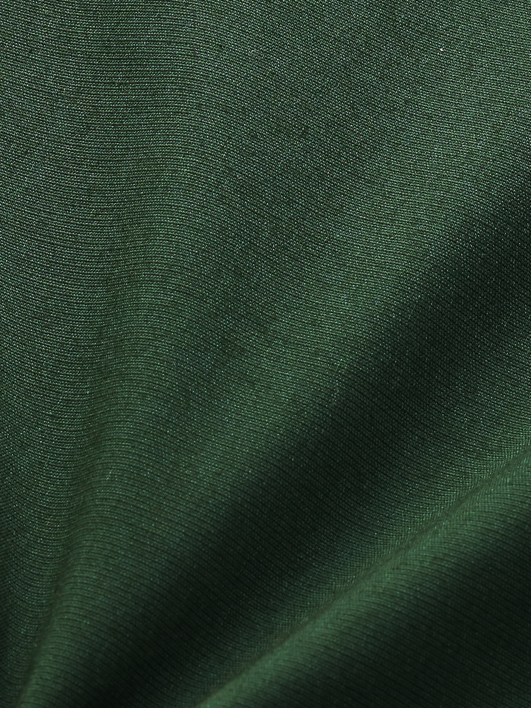 Dark Green V-Neck Women Blouse With Belt