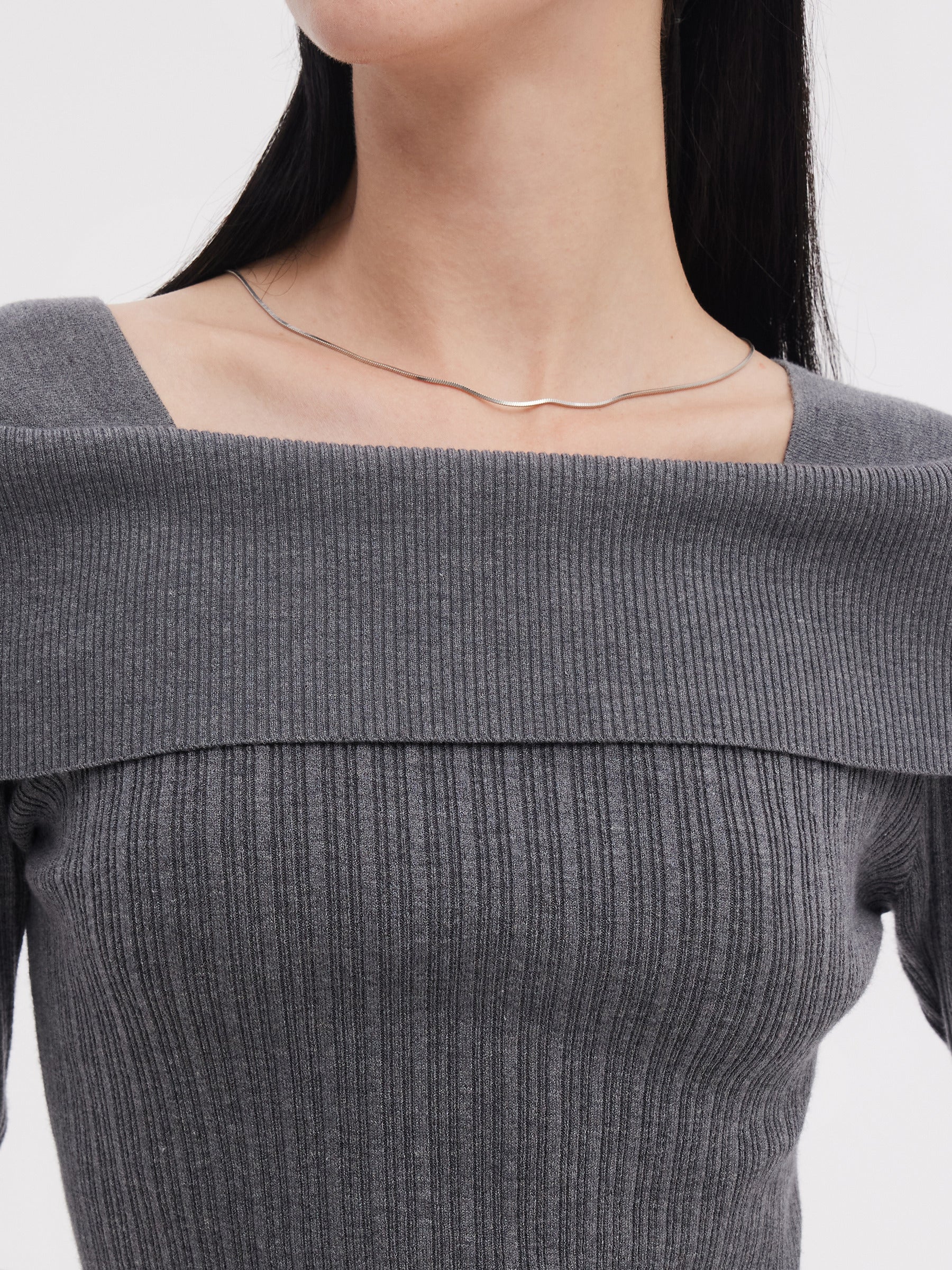 Lyocell Blend Boat Neck Women Knit Top