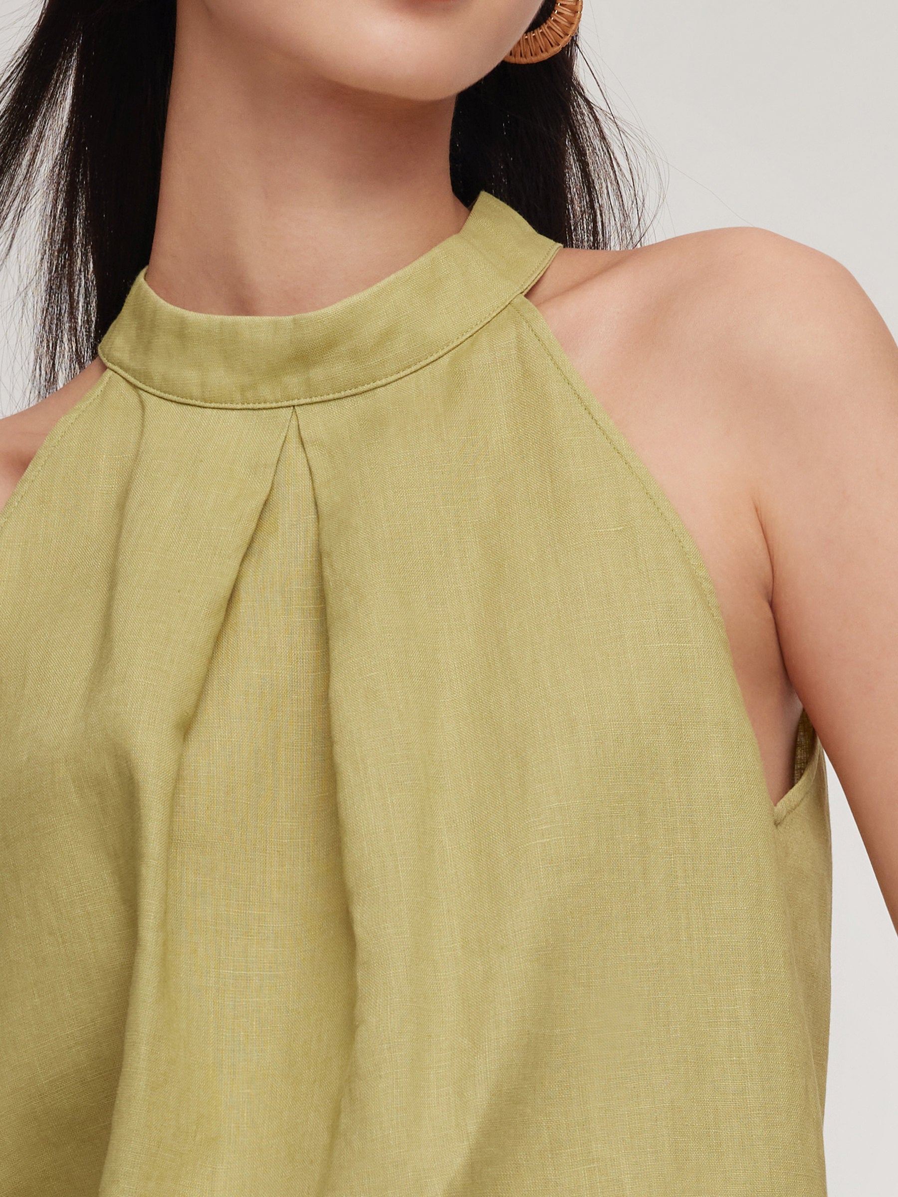 100% Linen Women Halter Tank Top