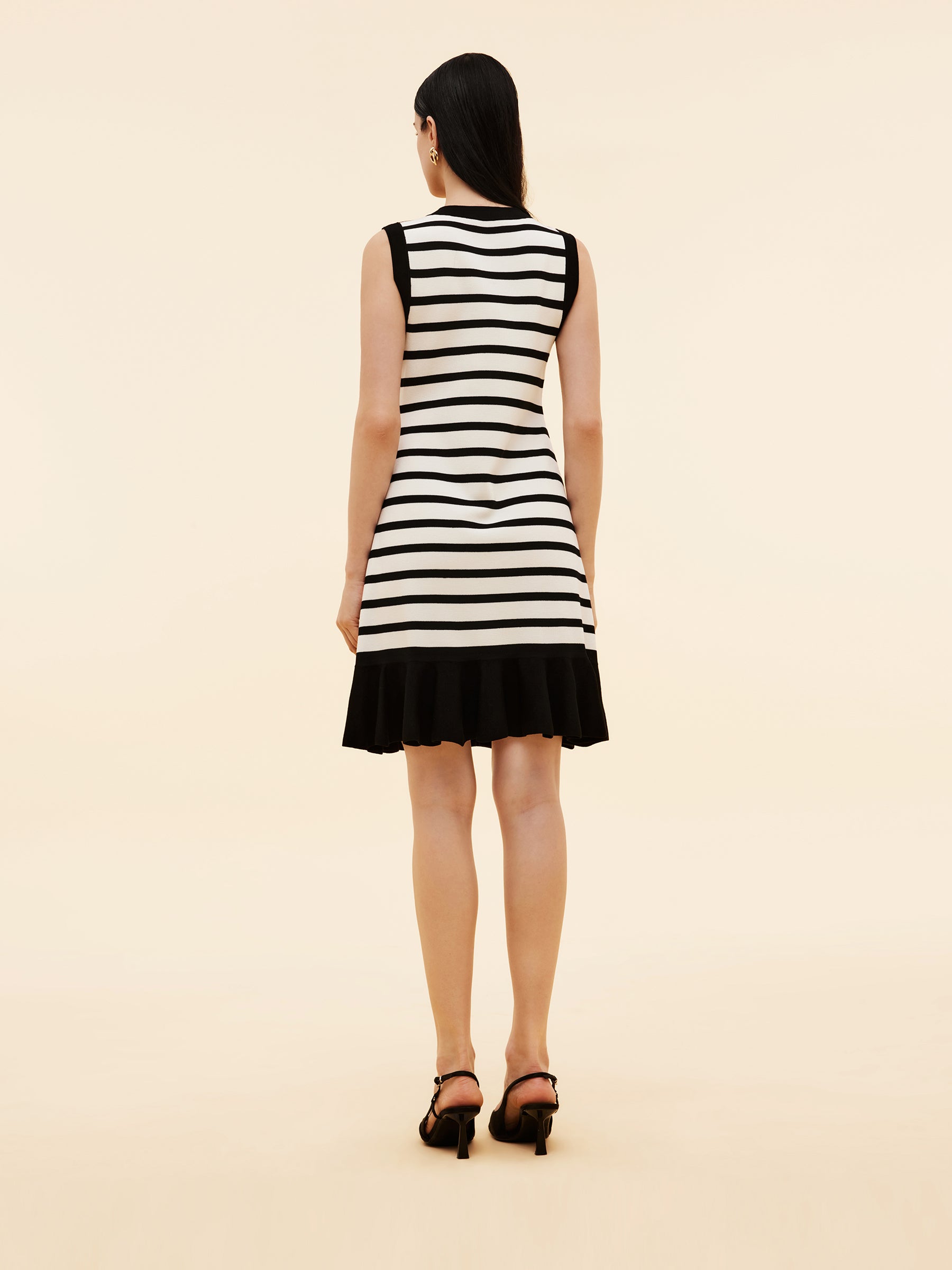 Tencel Blend Stripe Contrast Trim Women Knit Mini Tank Dress