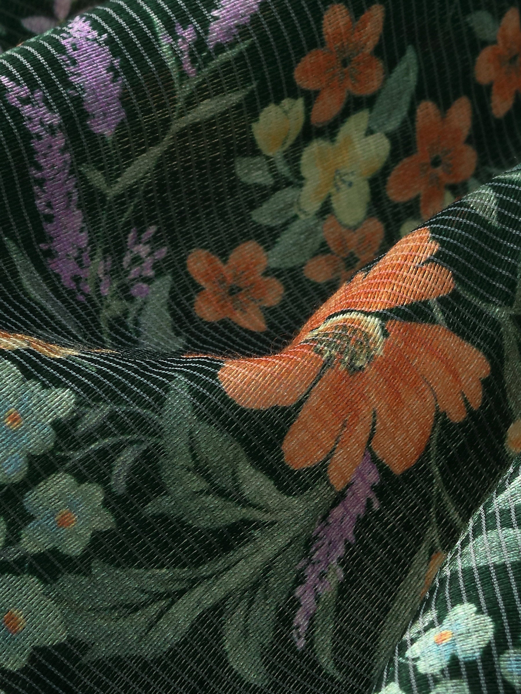 Tencel Blend Floral Print Women V-Neck Blouse