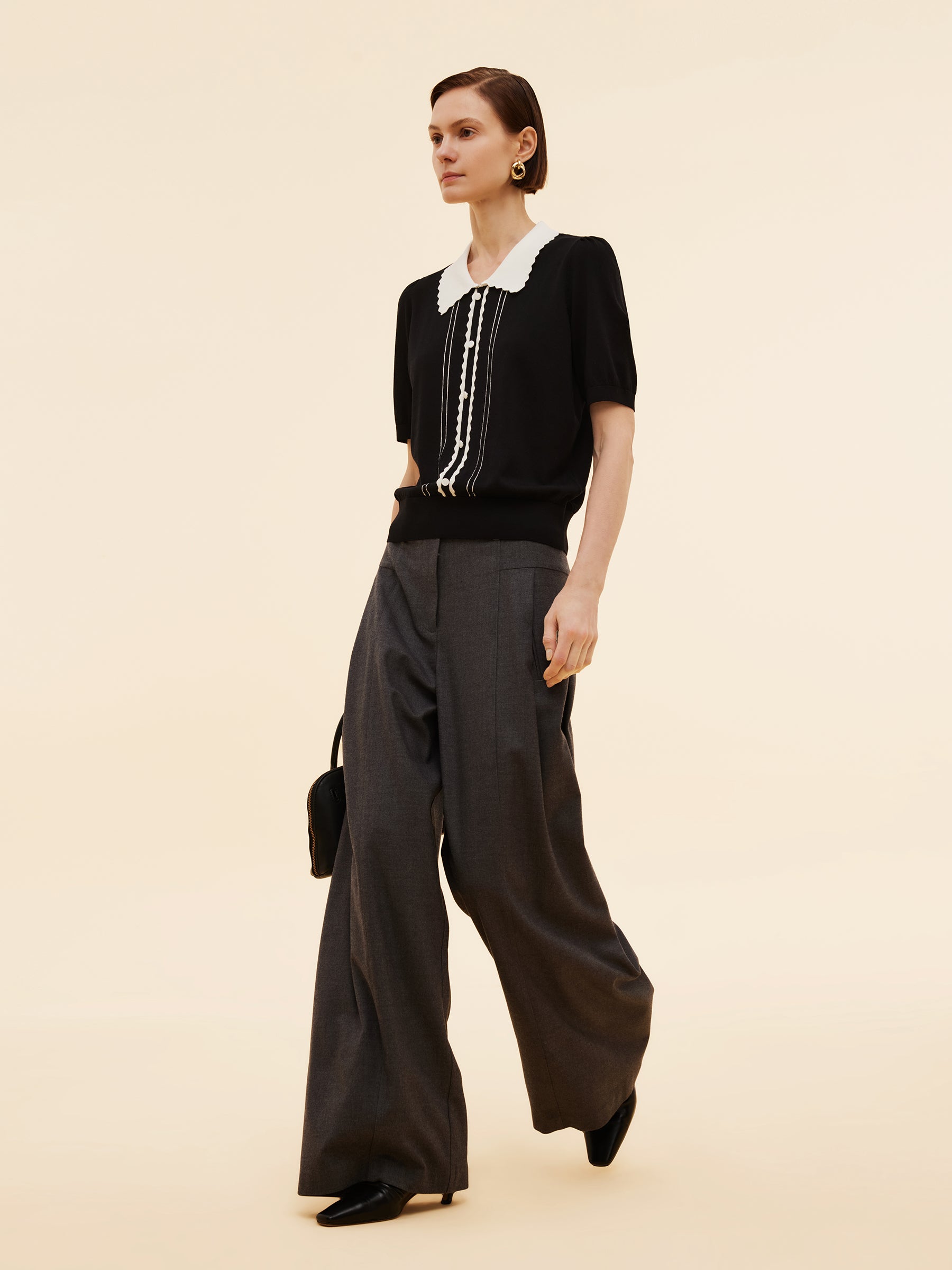 Tencel Blend Color Block Women Knit Top