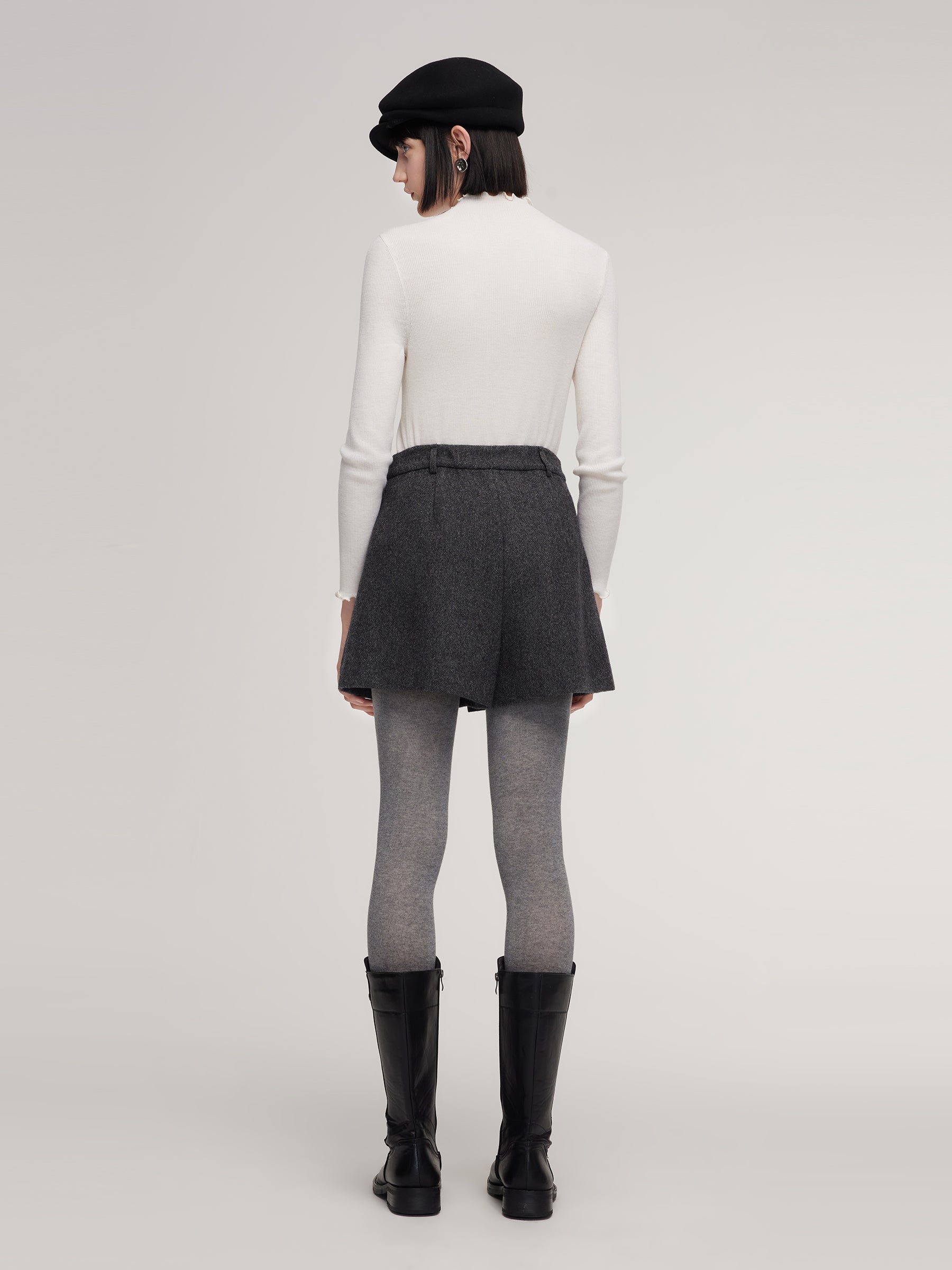 100% Washable Wool A-Line Women Culotte Skirt