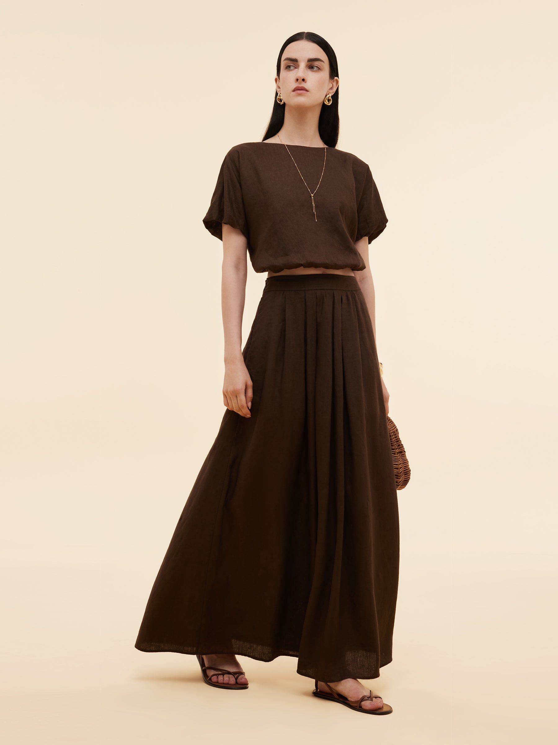 100% Linen Women Bud Sleeve Top