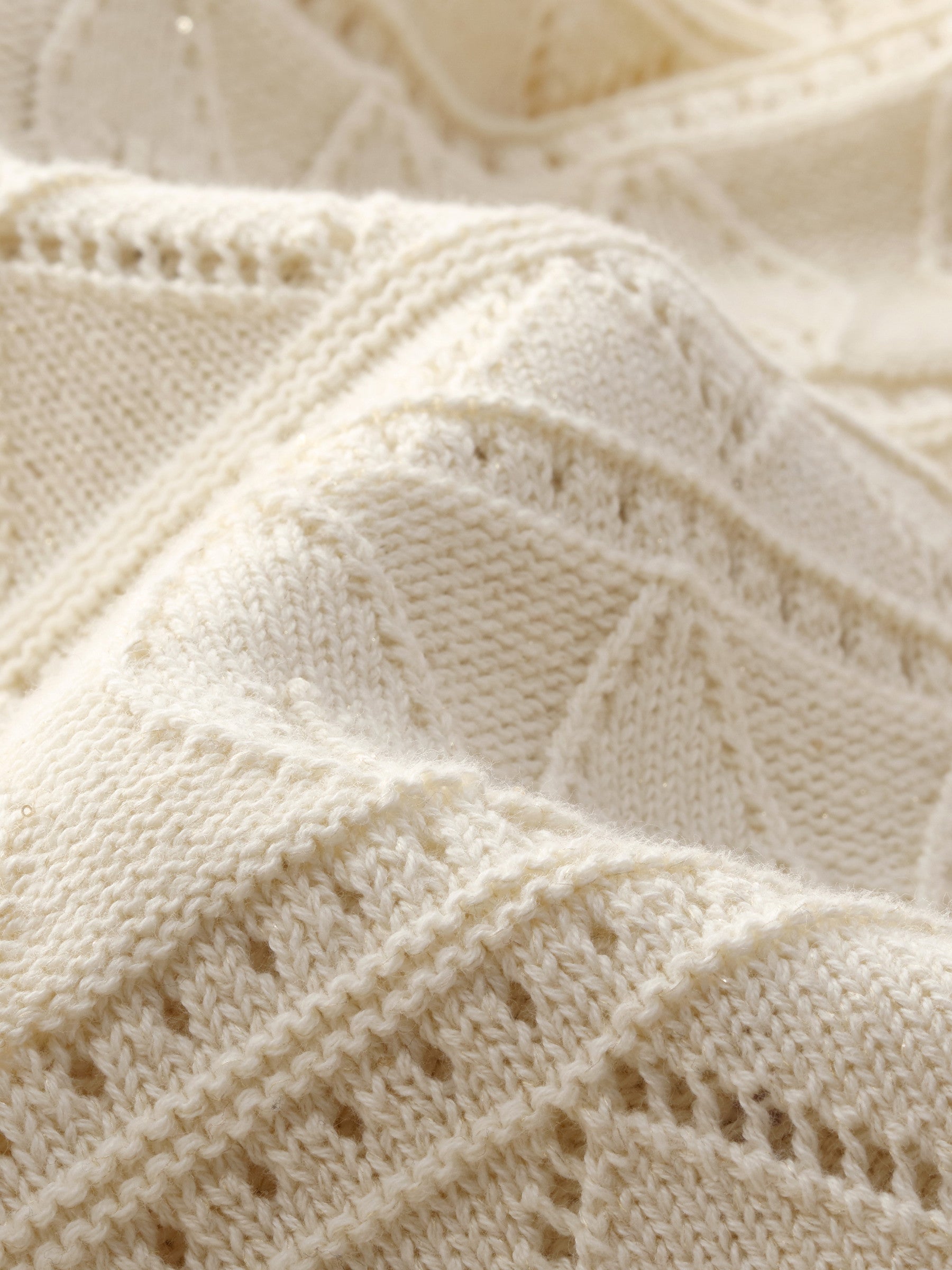 Cotton Sequins Women Open-Knit Top