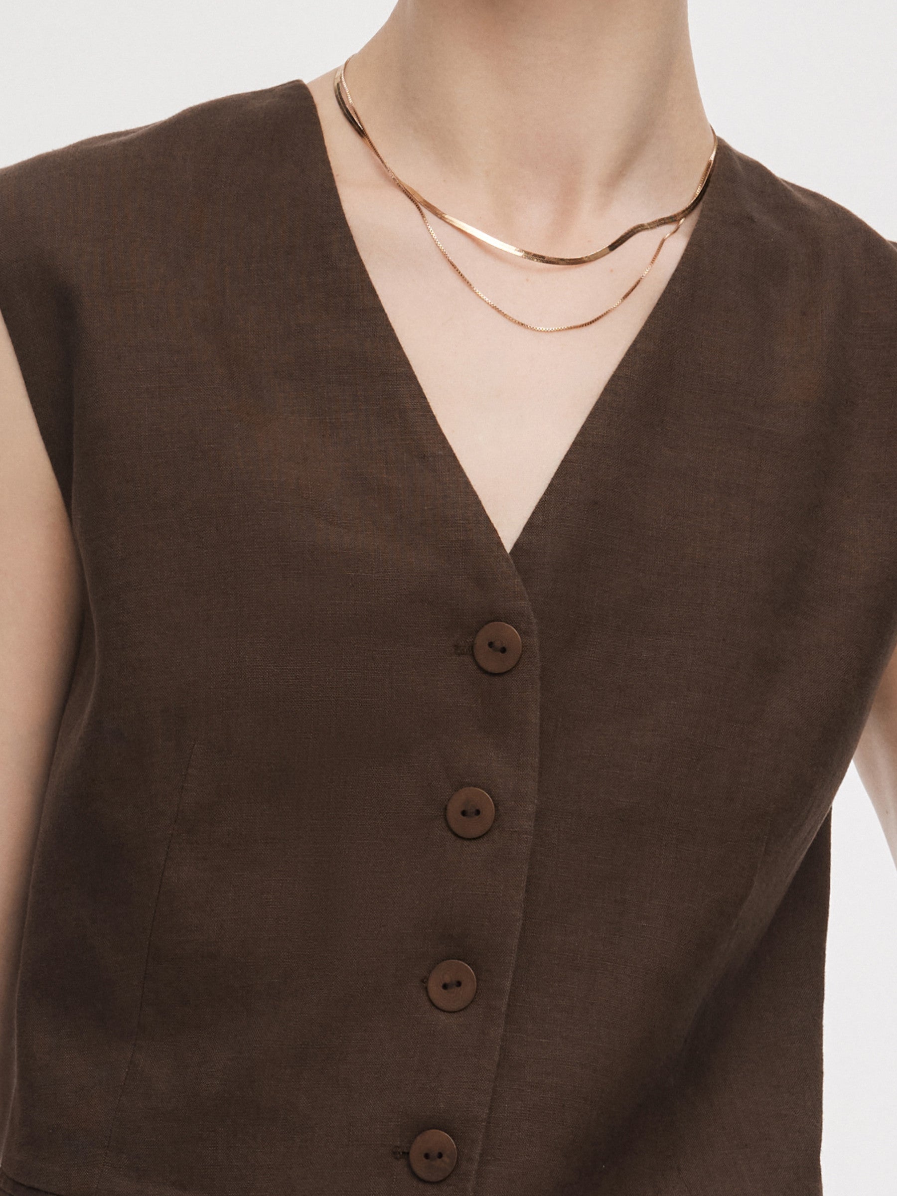 100% Linen Women V-Neck Vest