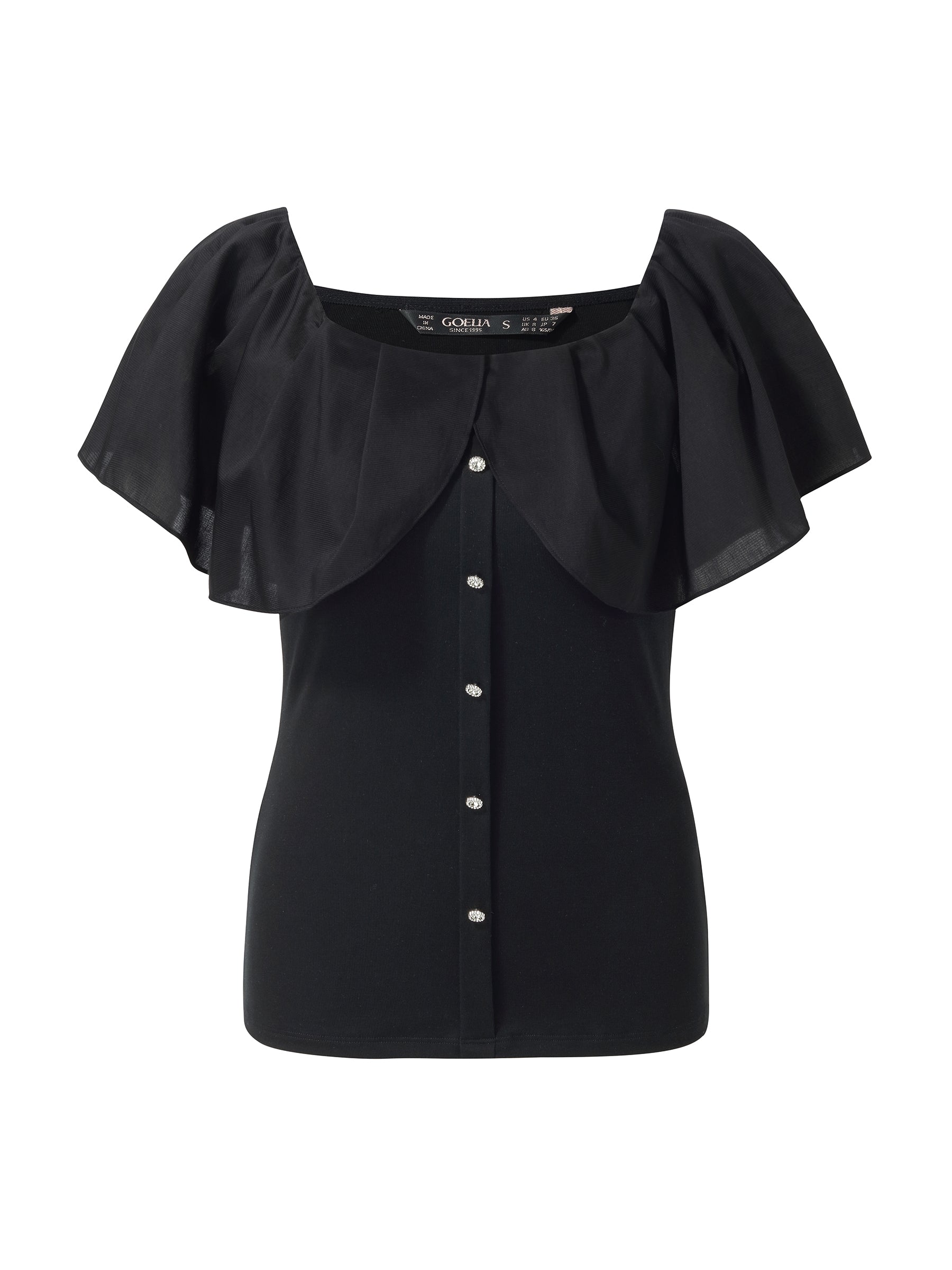 Tencel Blend Convertible Neckline Women Ruffled Top