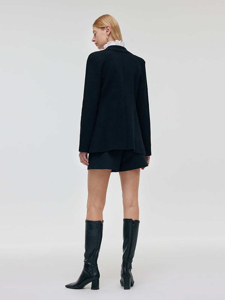 Stretch Lapel Women Knit Blazer