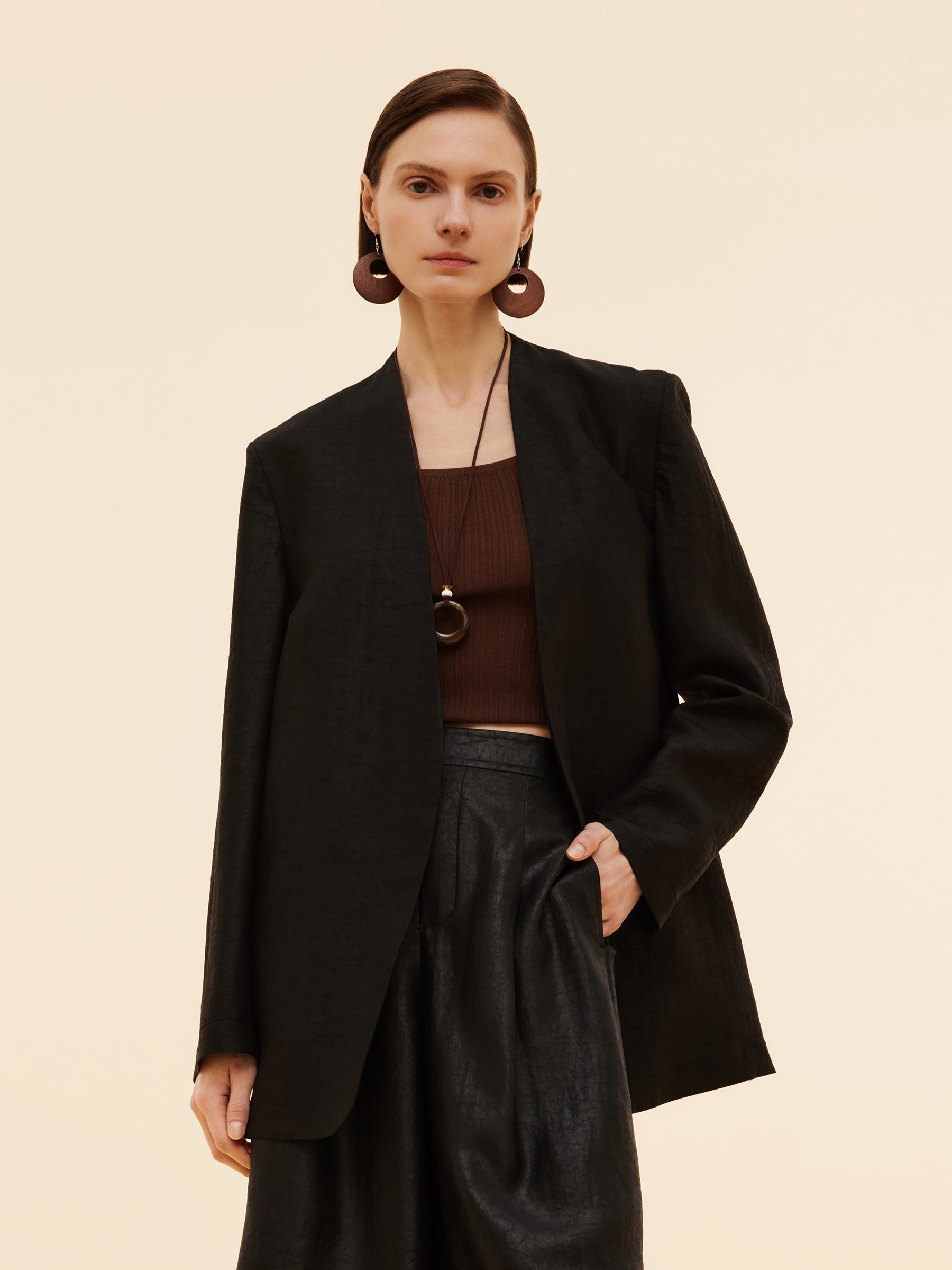 22MM Xiang Yun Silk Unisex Collarless Blazer