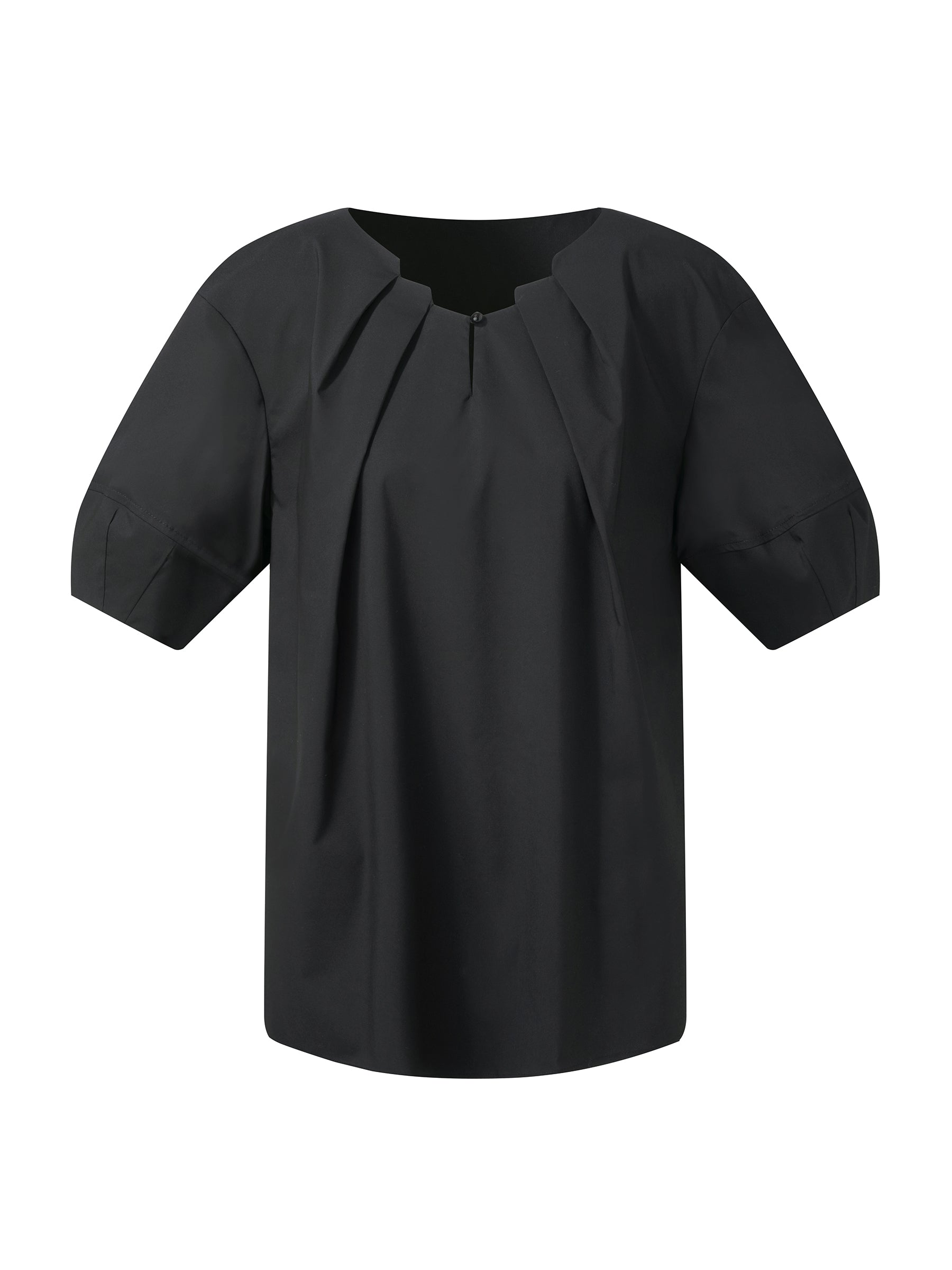 Pleated Neck Women Side Slit Top