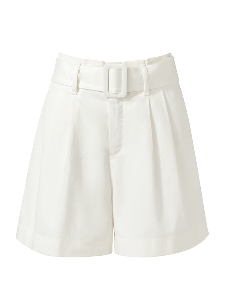 Denim Oil-Resistant Women Shorts With Belt