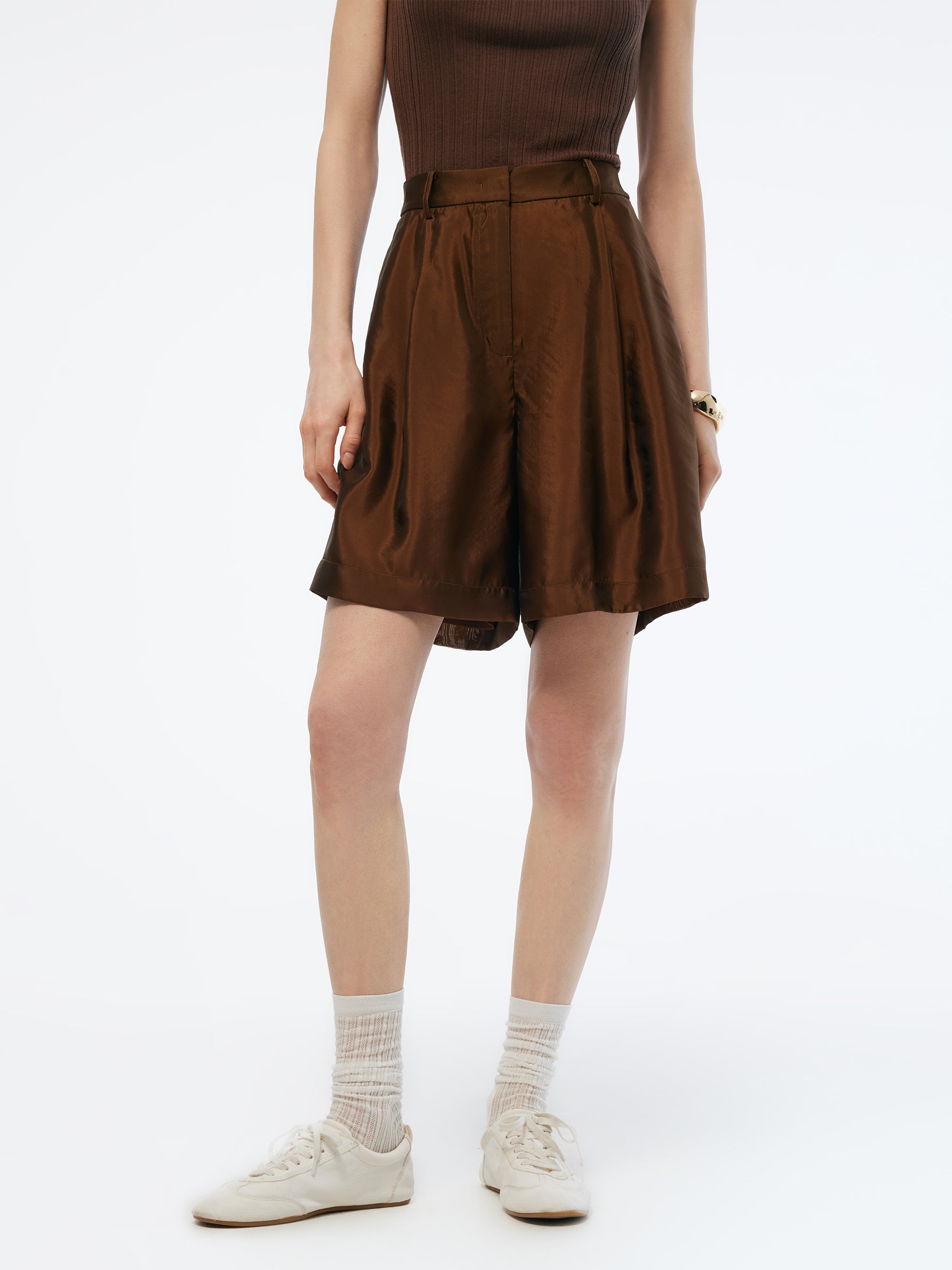 Mulberry Silk Blend Women Sheer Shorts