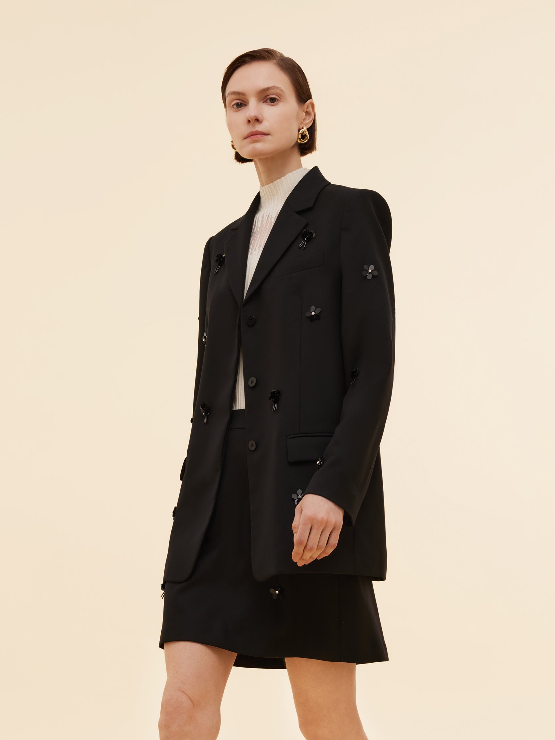 100% Worsted Wool Beaded Women Blazer