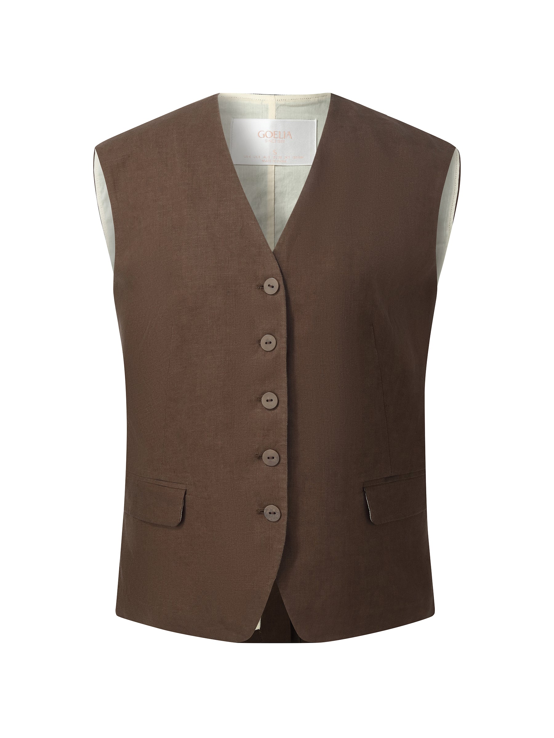 100% Linen Women V-Neck Vest