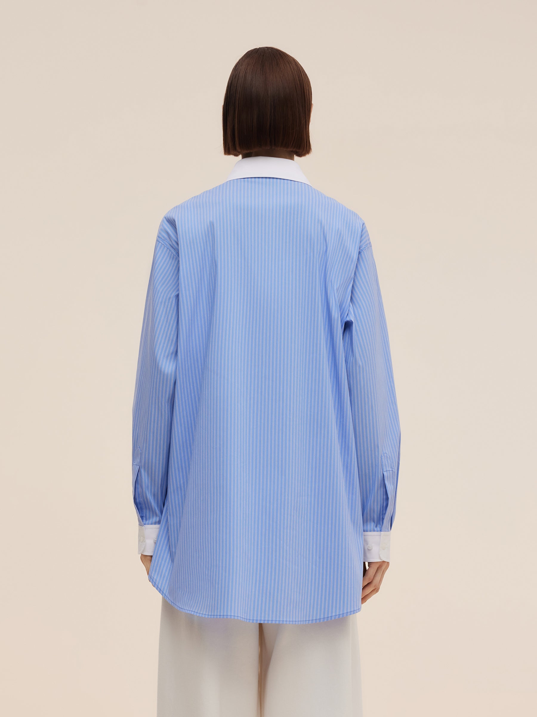 Color Block Stripe Women Oversized Shirt