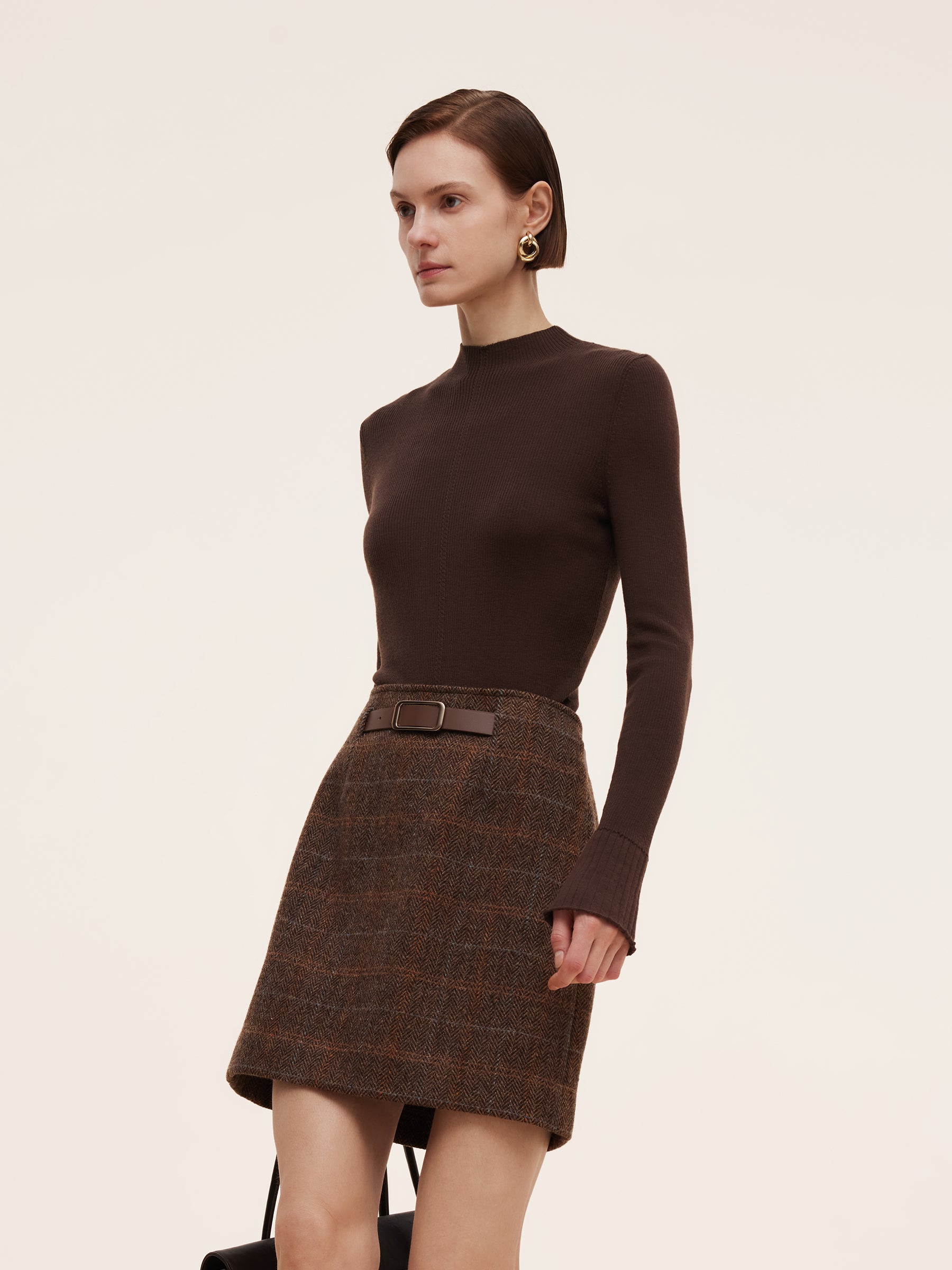 100% Machine Washable Wool Mock Neck Women Knit Top