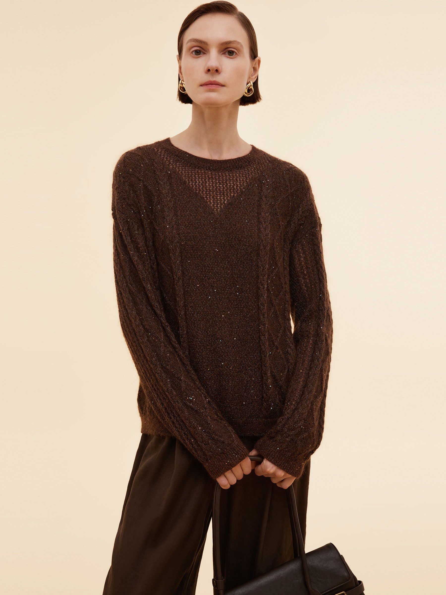Mohair Wool Blend Sequins Women Sweater
