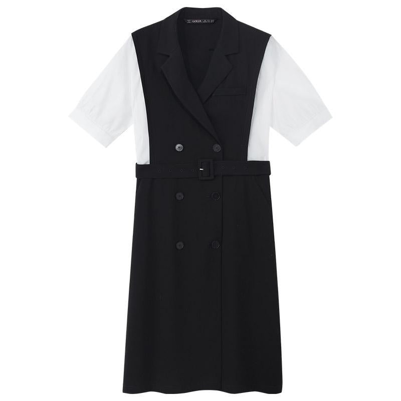 Acetate Notched Lapel Double-Breasted Mini Dress
