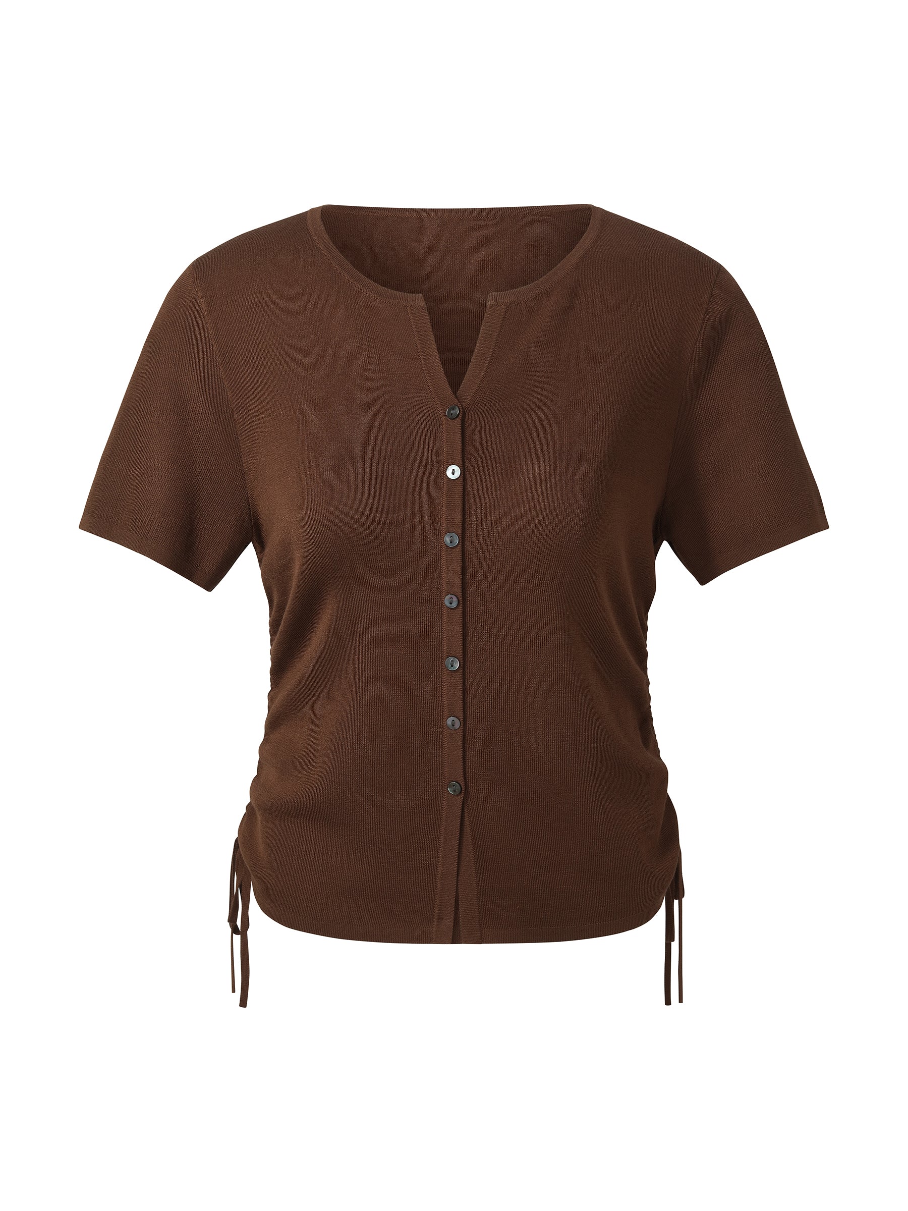 Acetate Tencel Blend Side Drawstring Women Knit Top